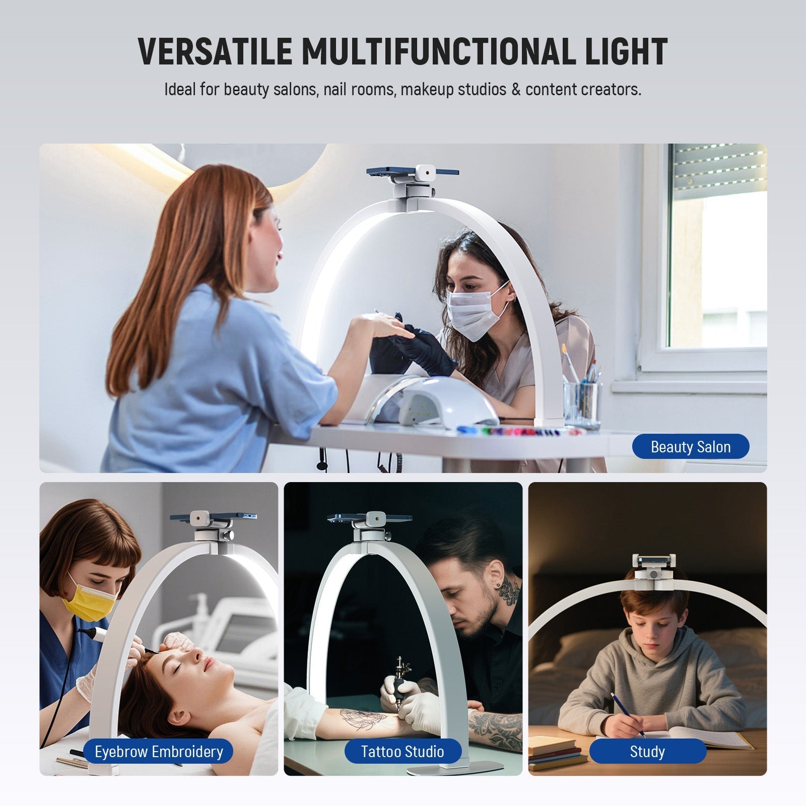 NEEWER BASICS HM02-D 36W 29" Foldable Nail Tech Table Arc Lamp