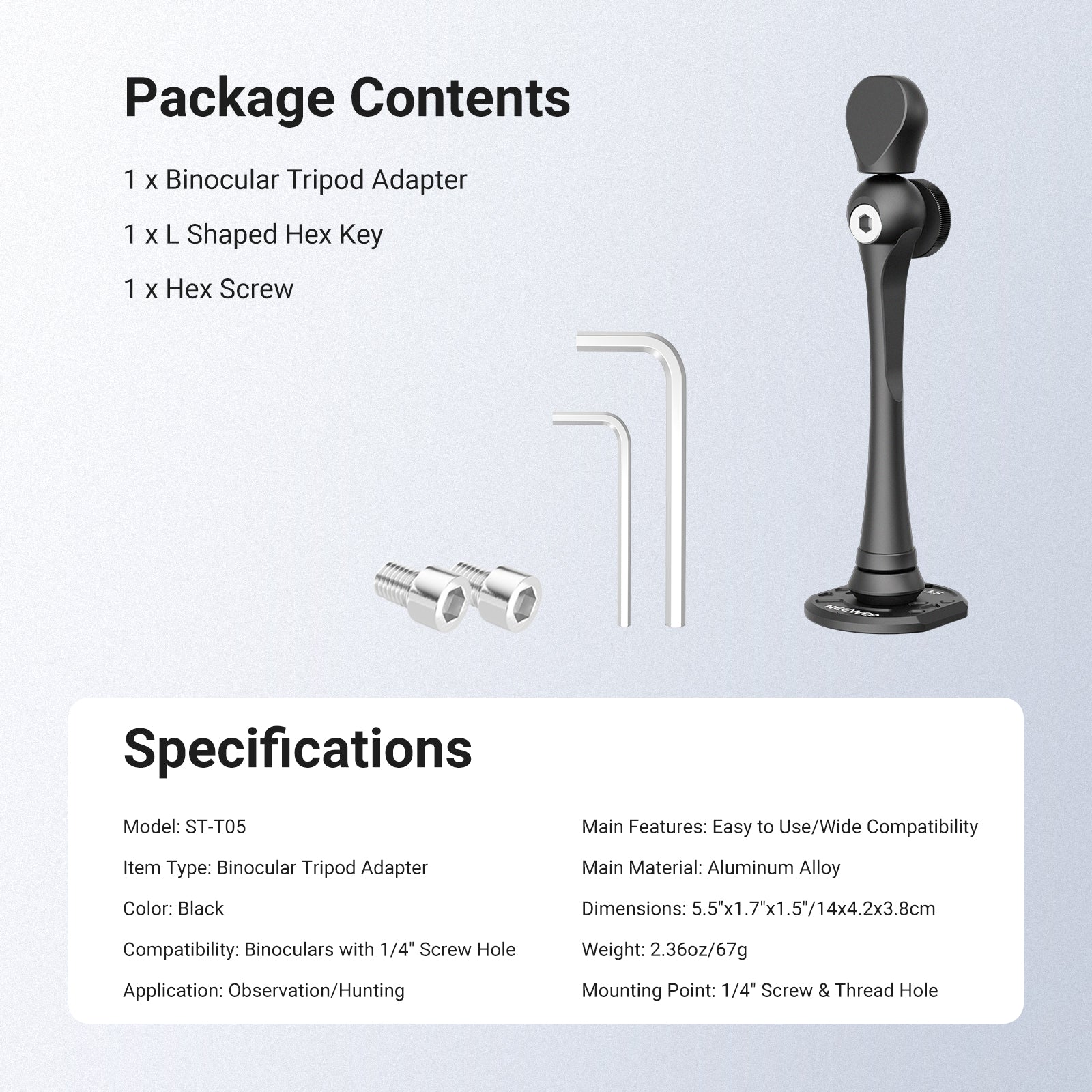 NEEWER ST-T05 Quick Release Binocular Tripod Adapter