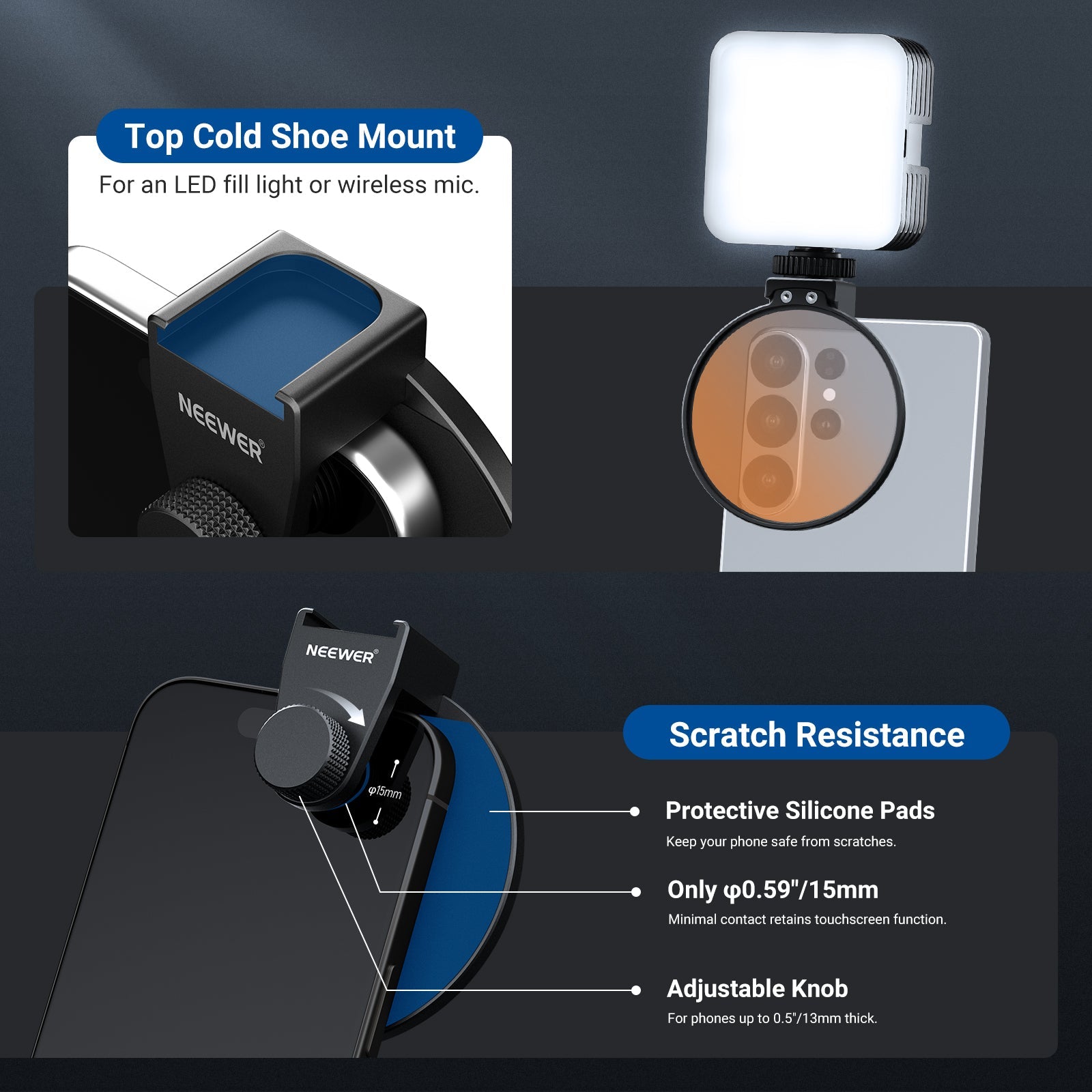 NEEWER FL-P15 67mm Clip On Phone Lens Filter Kit (Compatible with S26)