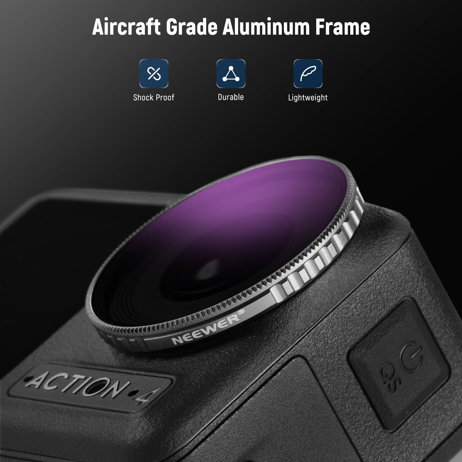 NEEWER FL-A14 4-Pack ND/PL Filter Set for DJI Osmo Action 4