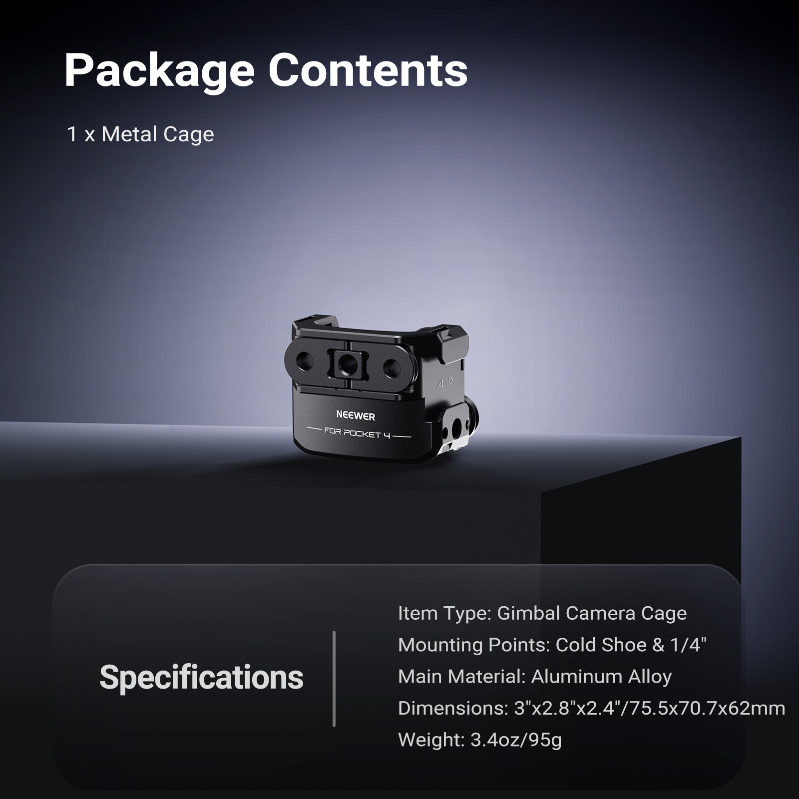 NEEWER AC069 Action Camera Cage Compatible with DJI Osmo Pocket 4 & Xtra Muse