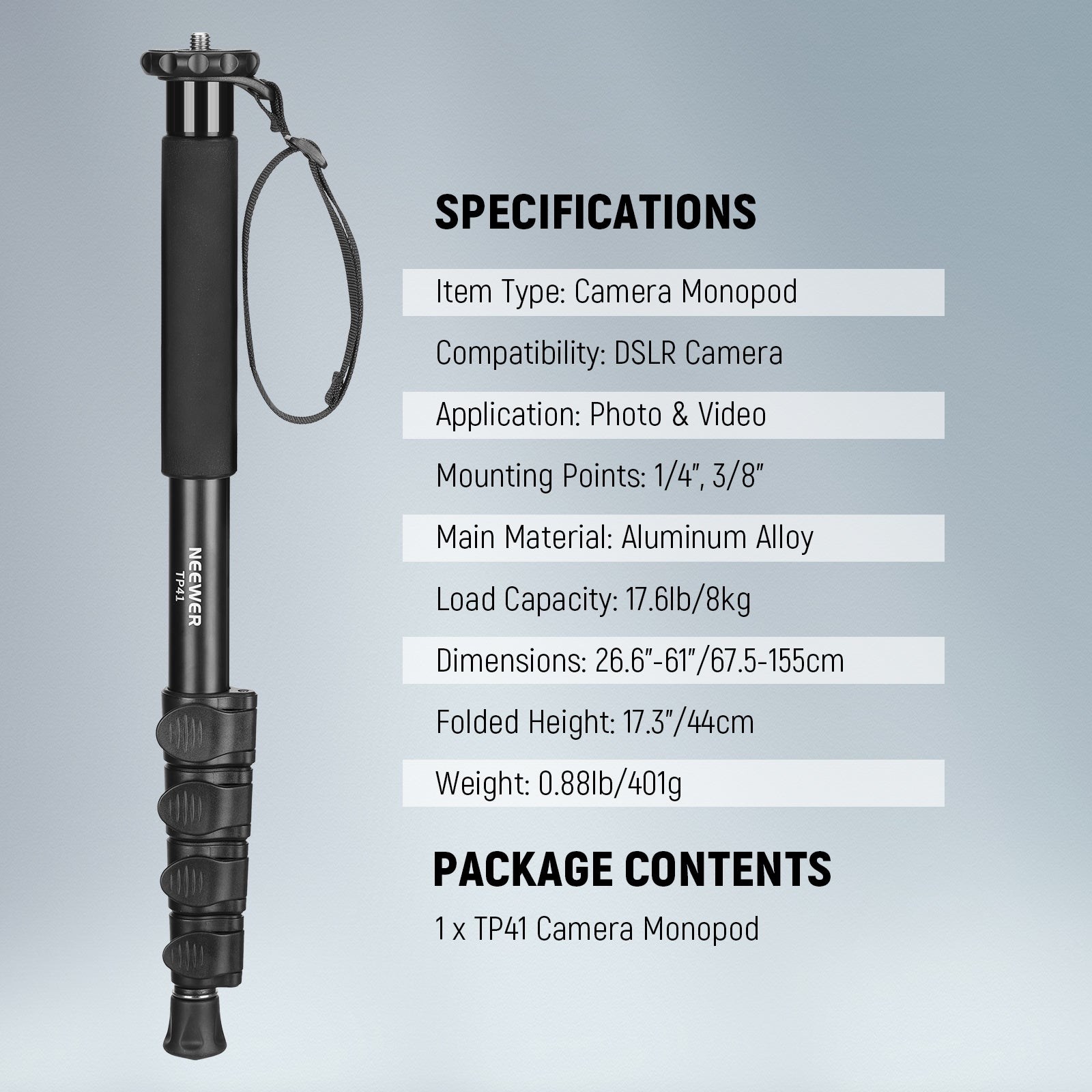 NEEWER TP41 61" Camera Monopod Stand