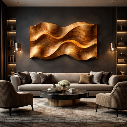 Ripple Grain Solid Wood Wall Art Organic Modern Interior Decor