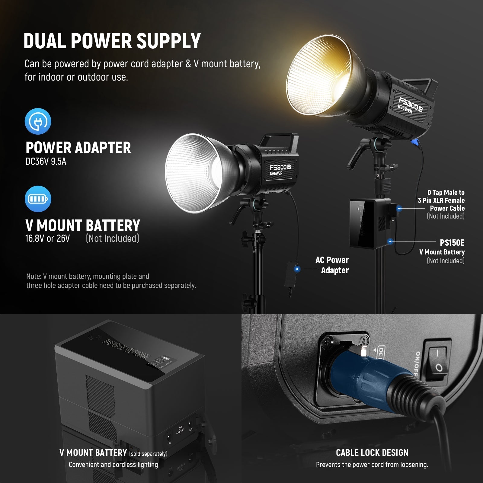 NEEWER FS300B 300W Bi-Color LED Video Light