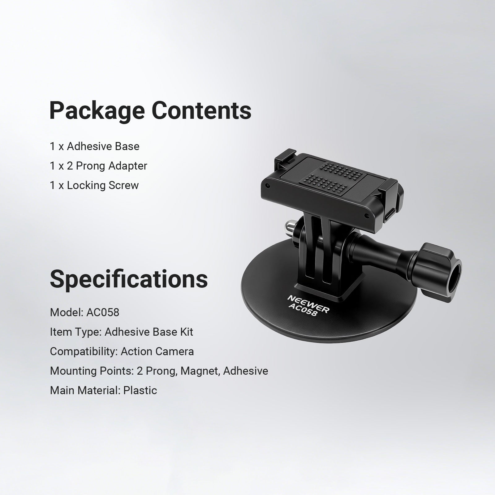 NEEWER AC058 Adhesive Base Mount Kit for DJI Osmo Nano/Osmo 360/Action 6 5 Pro 4 3