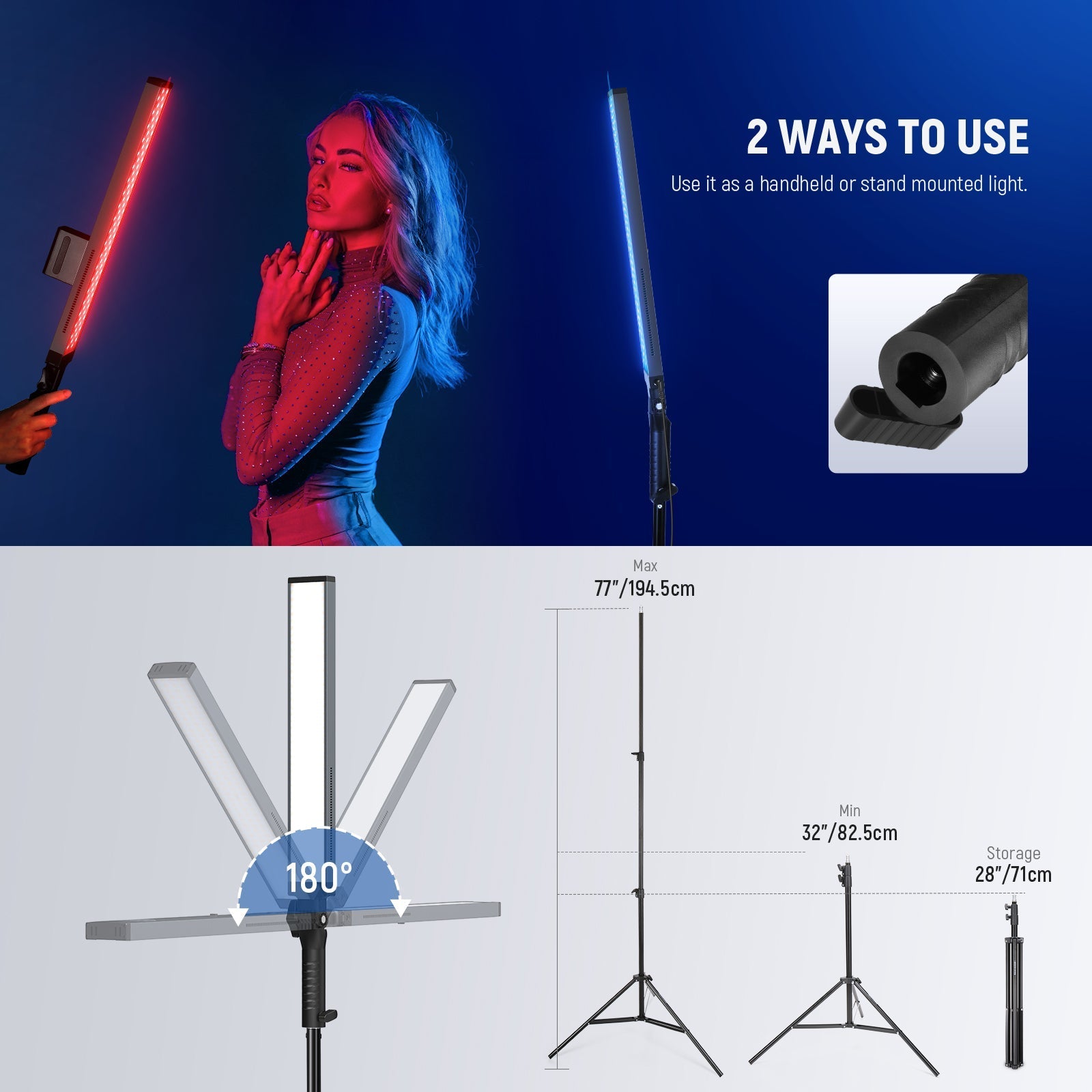 NEEWER BH20B Ultra Upgraded 40W LED Video Light Stick Kit