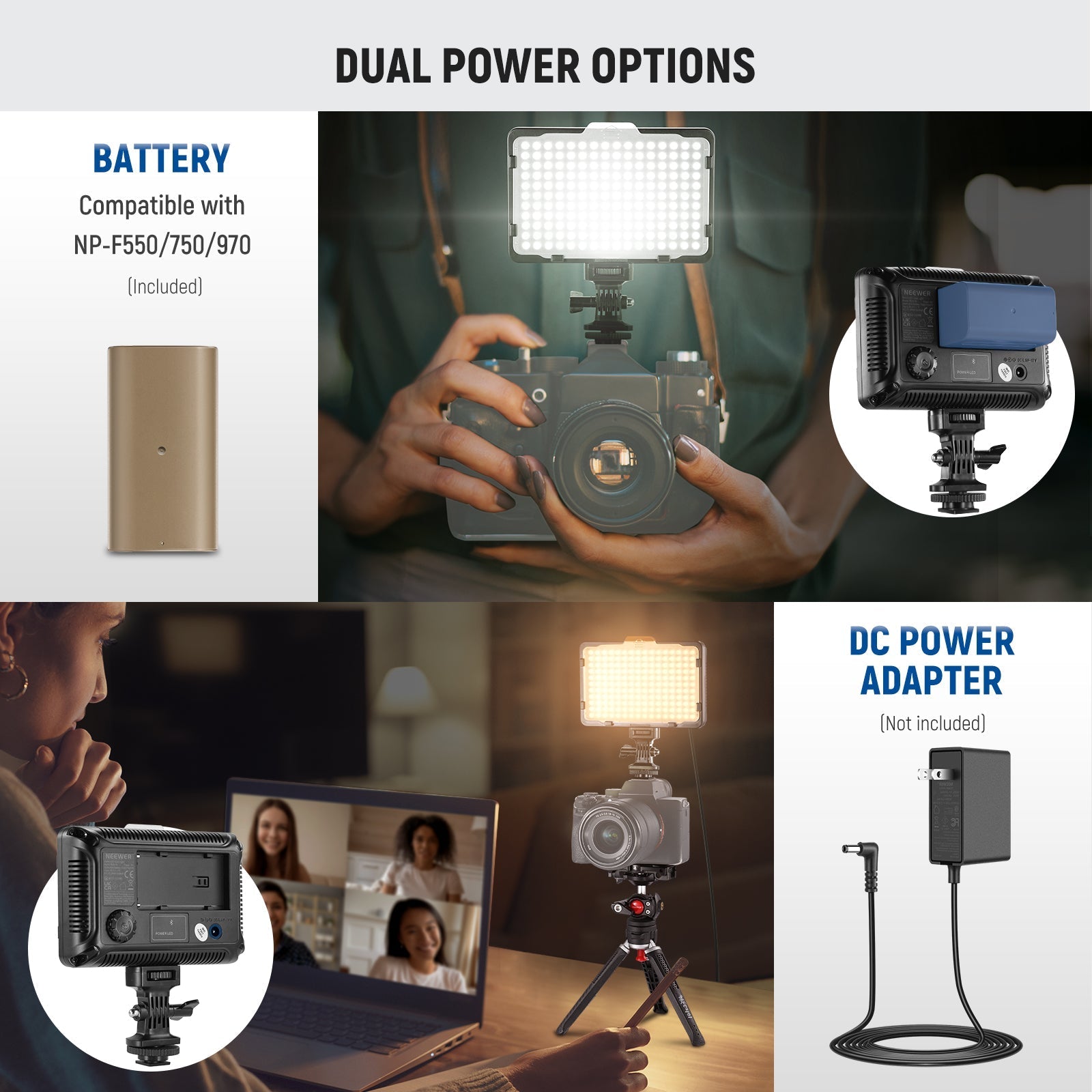 NEEWER RGB176 LED Camera Video Light with Battery