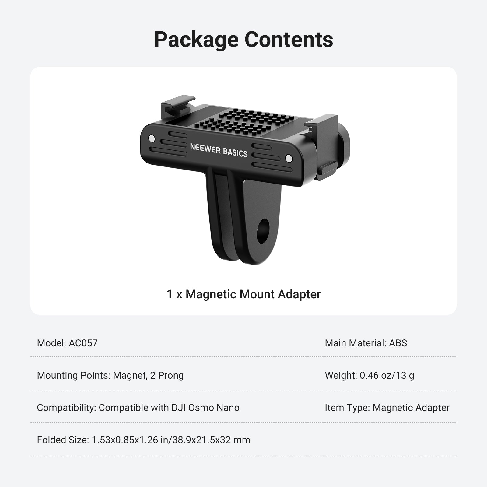 NEEWER BASICS AC057 Magnetic Mount Adapter For DJI Osmo Nano