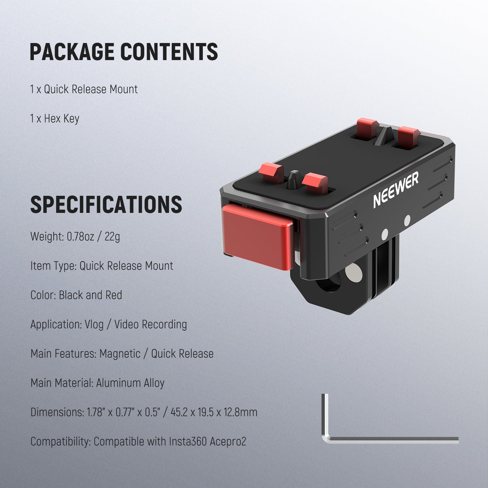 NEEWER GP-88/GP-87 Magnetic Quick Release Mount For Insta360