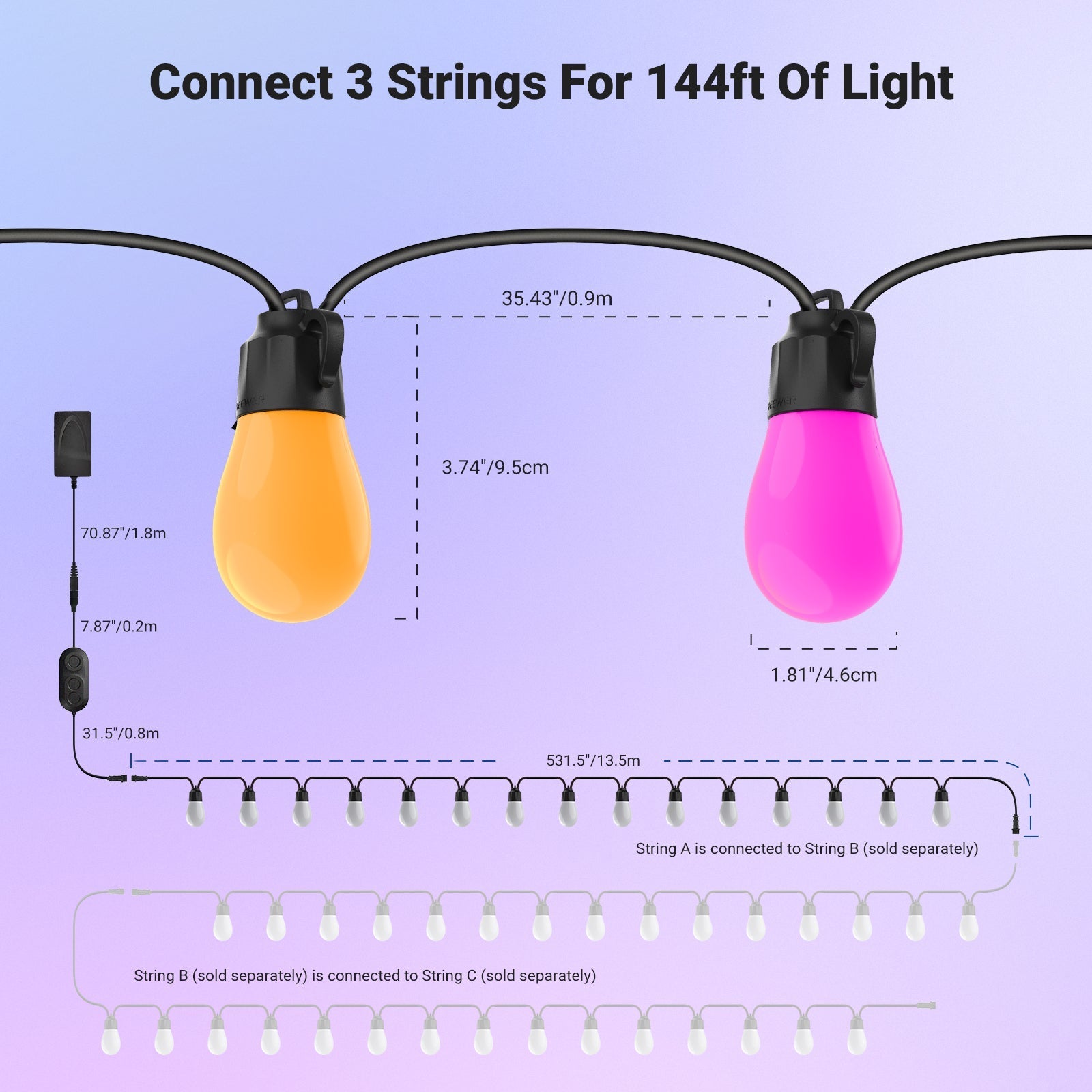 NEEWER NR01 RGBW Outdoor String Light