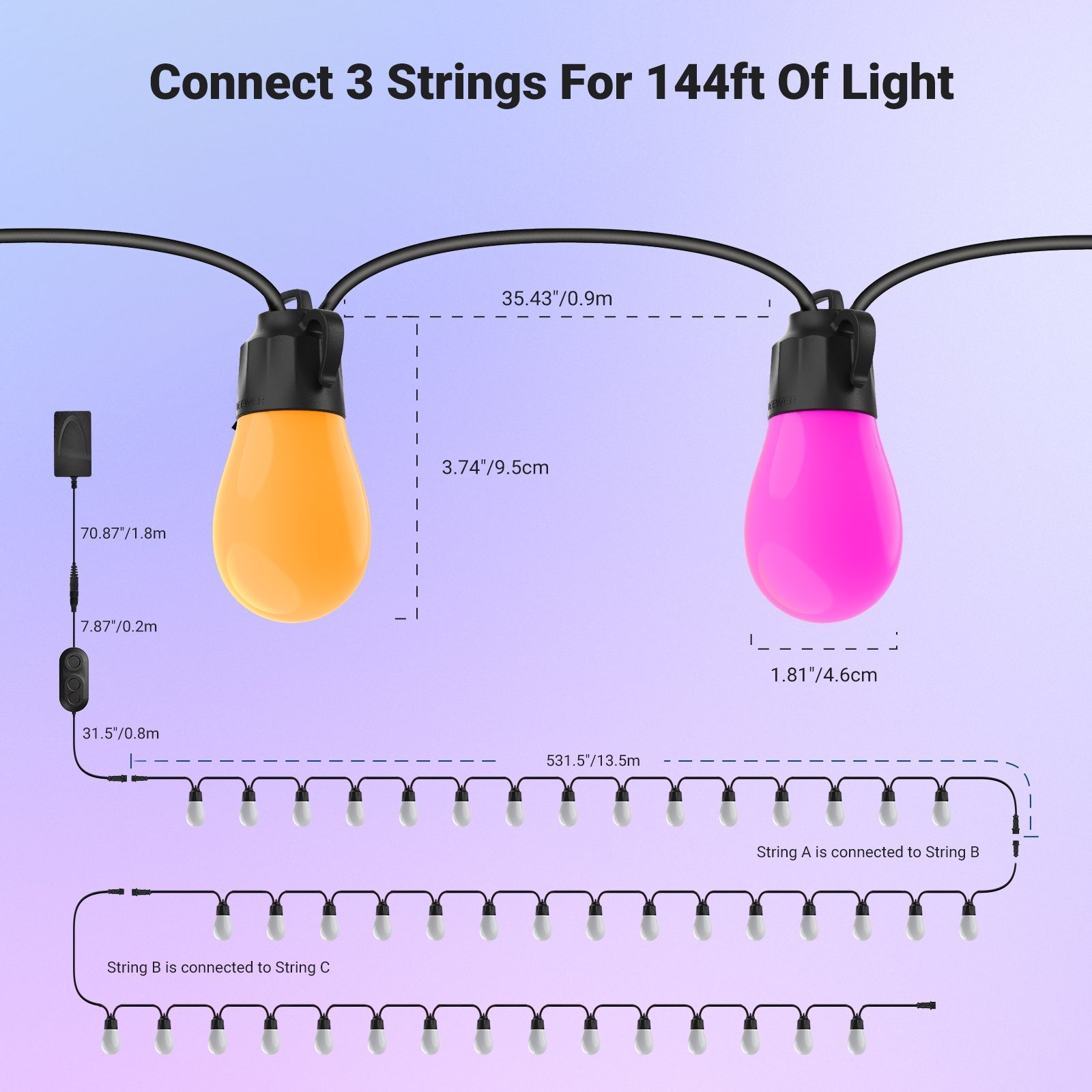 NEEWER NR01 RGBW Outdoor String Light