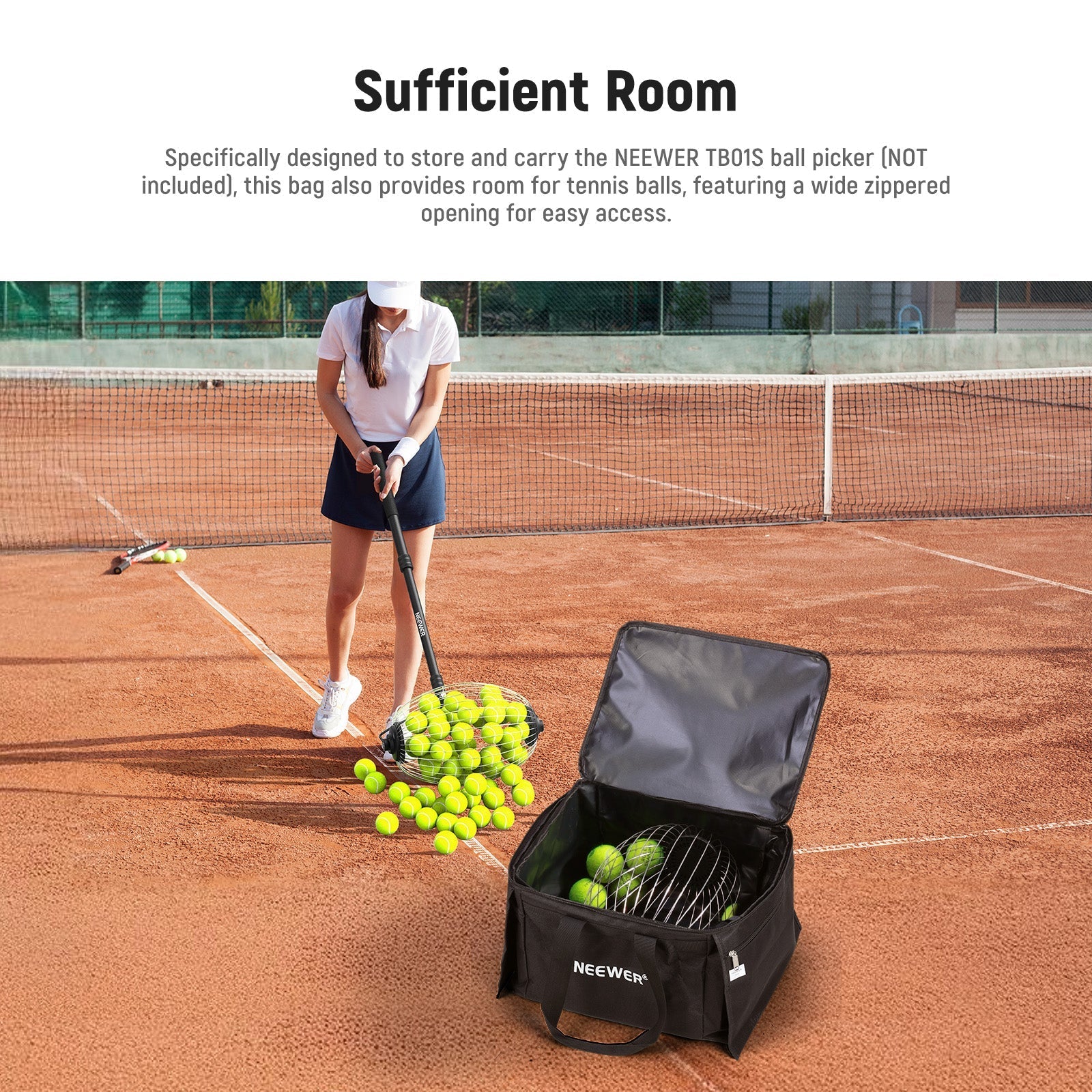 NEEWER TB01B Tennis Ball & Pickleball Hopper Bag