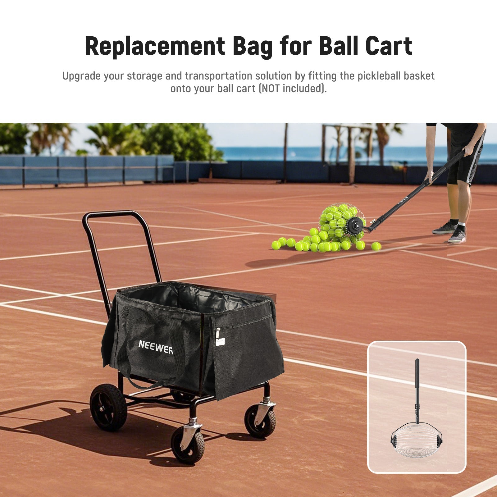 NEEWER TB01B Tennis Ball & Pickleball Hopper Bag