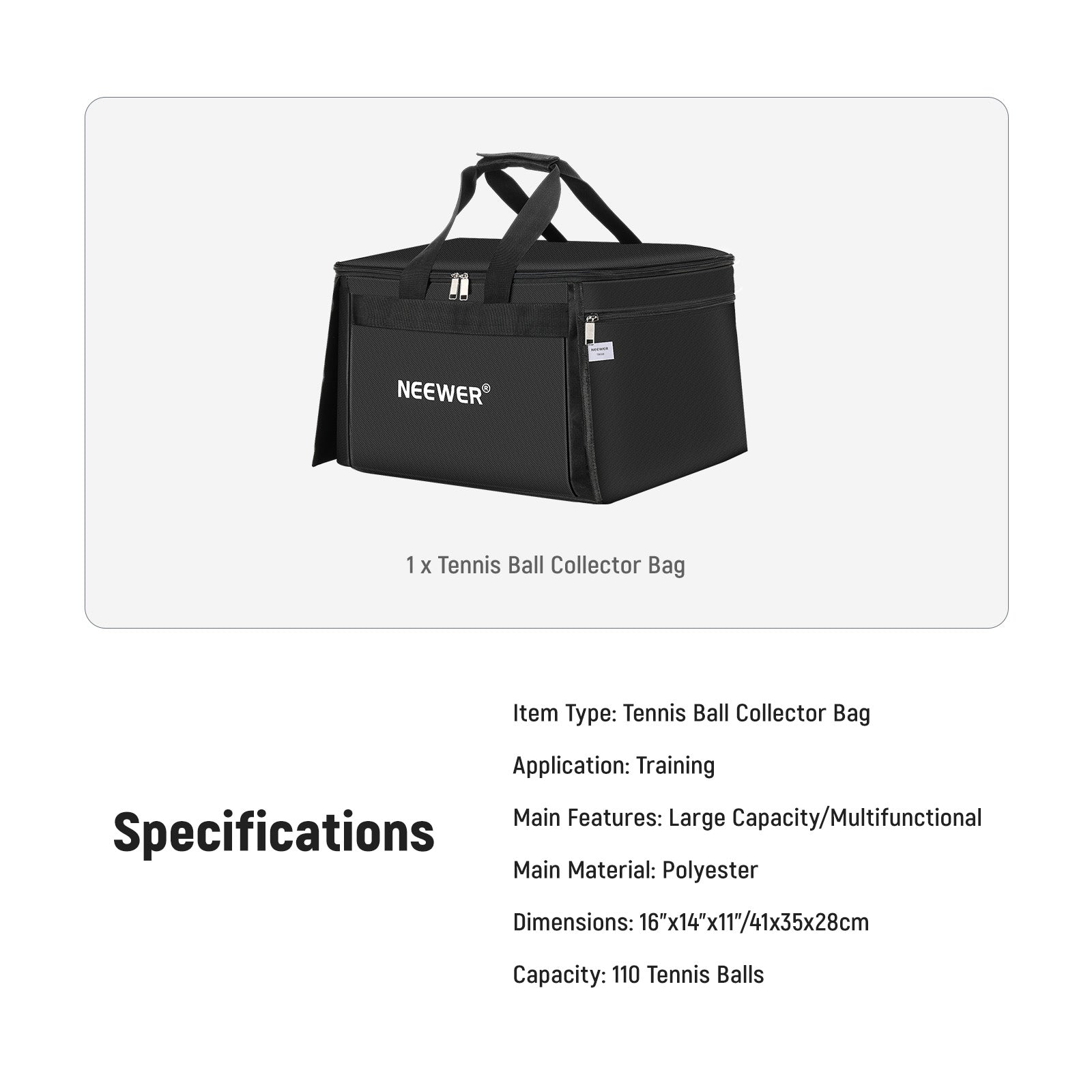 NEEWER TB01B Tennis Ball & Pickleball Hopper Bag