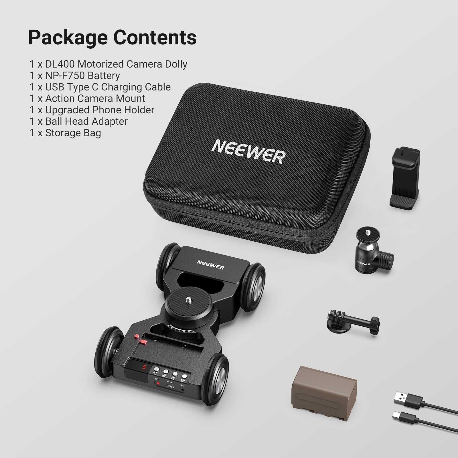 NEEWER DL400 Upgraded Motorized Camera Slider Dolly with App Control