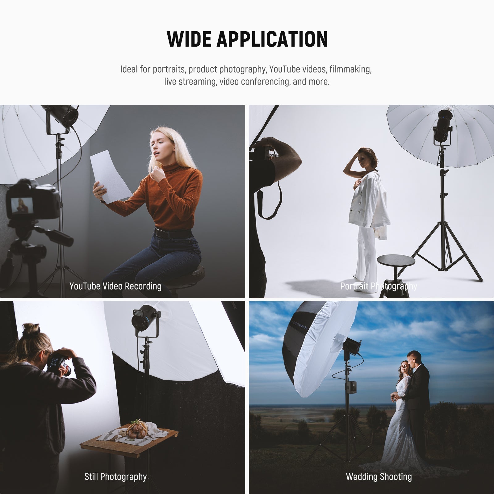 NEEWER Parabolic Reflective Umbrella with Diffuser