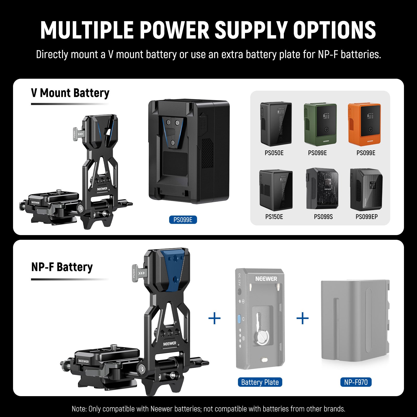 NEEWER PS015 Pro Foldable V Mount Battery Plate