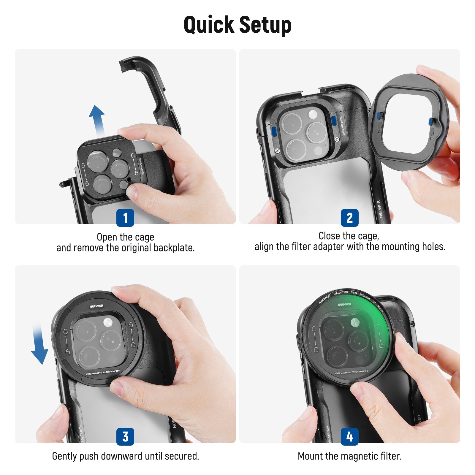 NEEWER 67mm Filter Set For iPhone 16 Pro/16 Pro Max Cage (PA073/PA074)