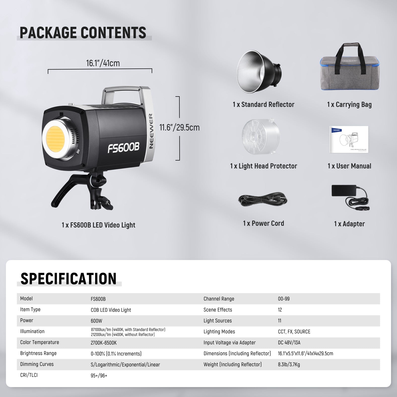 NEEWER FS600B 600W Bi-Color LED Video Light