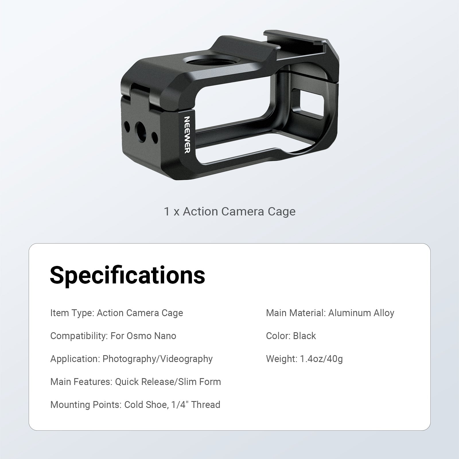 NEEWER AC066 Camera Cage Compatible with DJI Osmo Nano