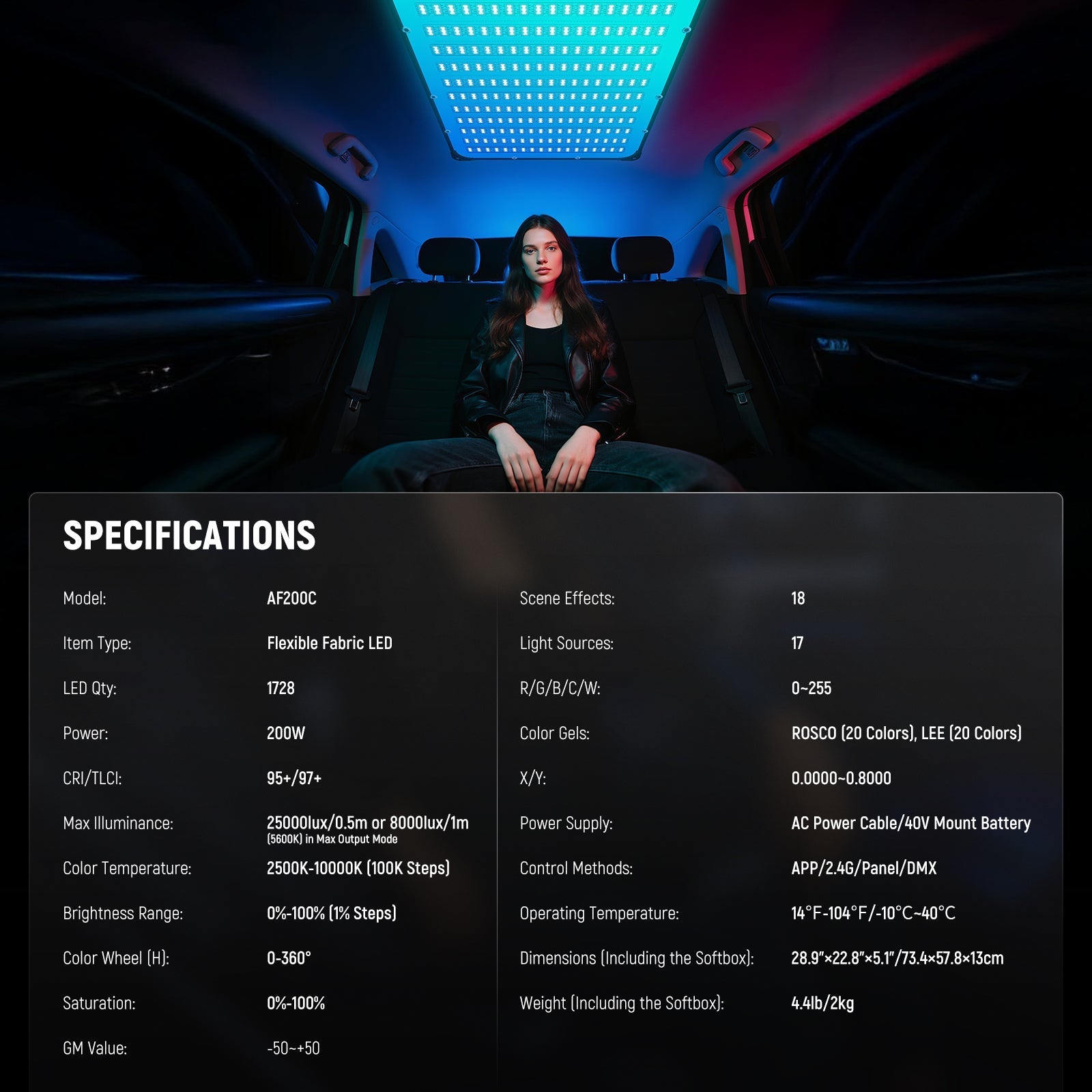 NEEWER AF200C Pro 200W Flexible RGB LED Video Light
