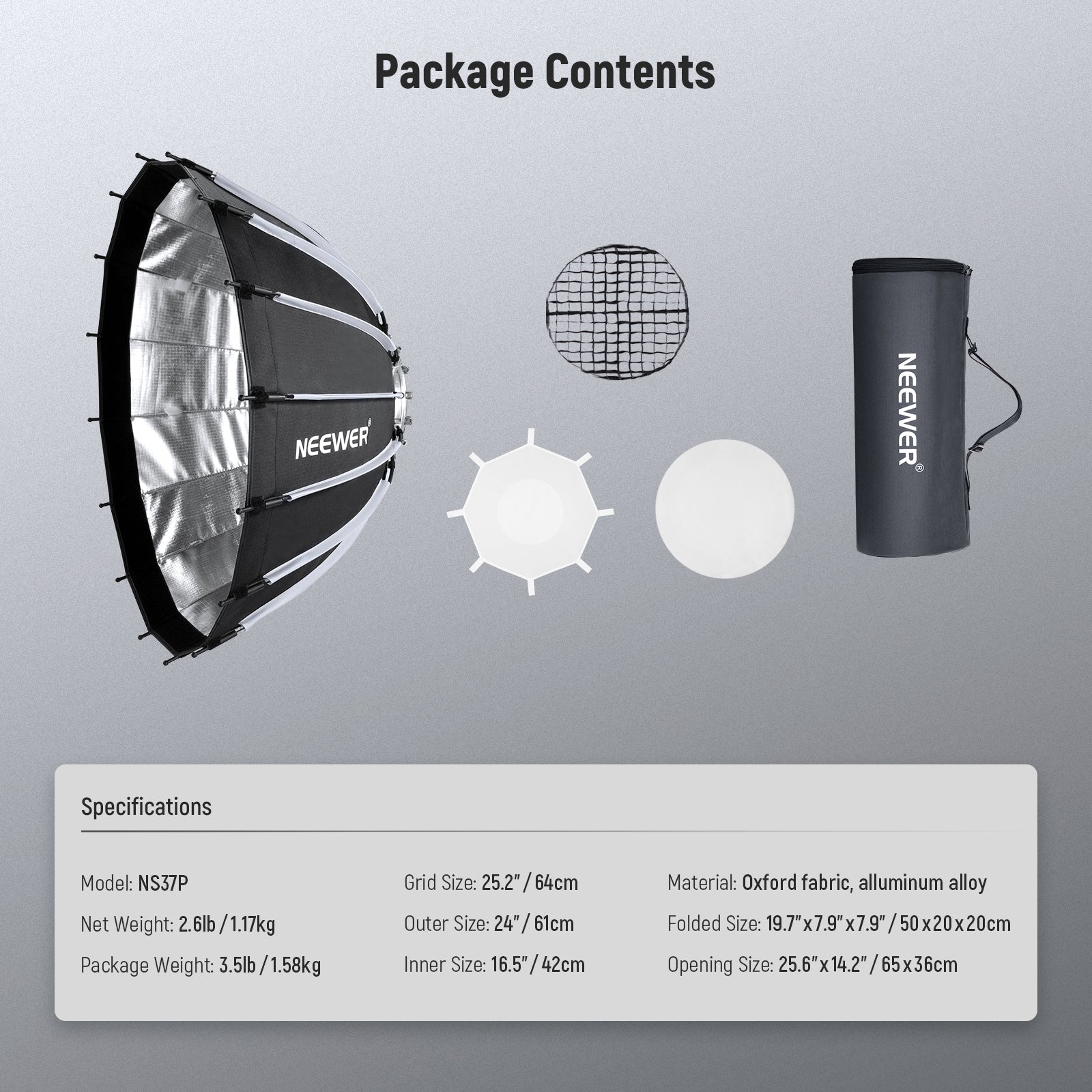 NEEWER BASICS NS36P/NS37P/NS38P/NS39P Parabolic Softbox