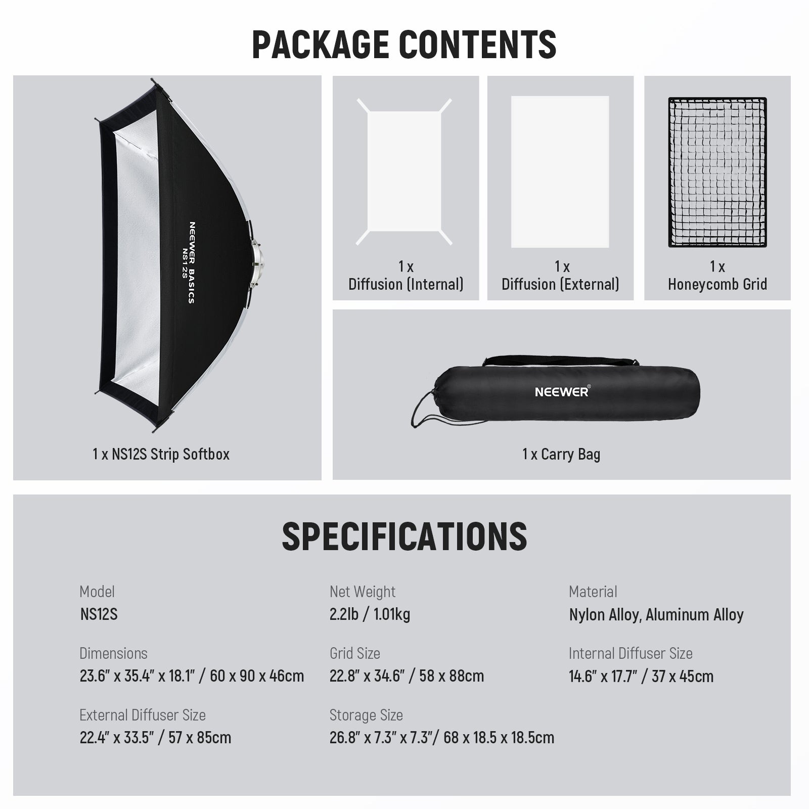 NEEWER BASICS NS12S/NS14S Rectangular Softbox Kit