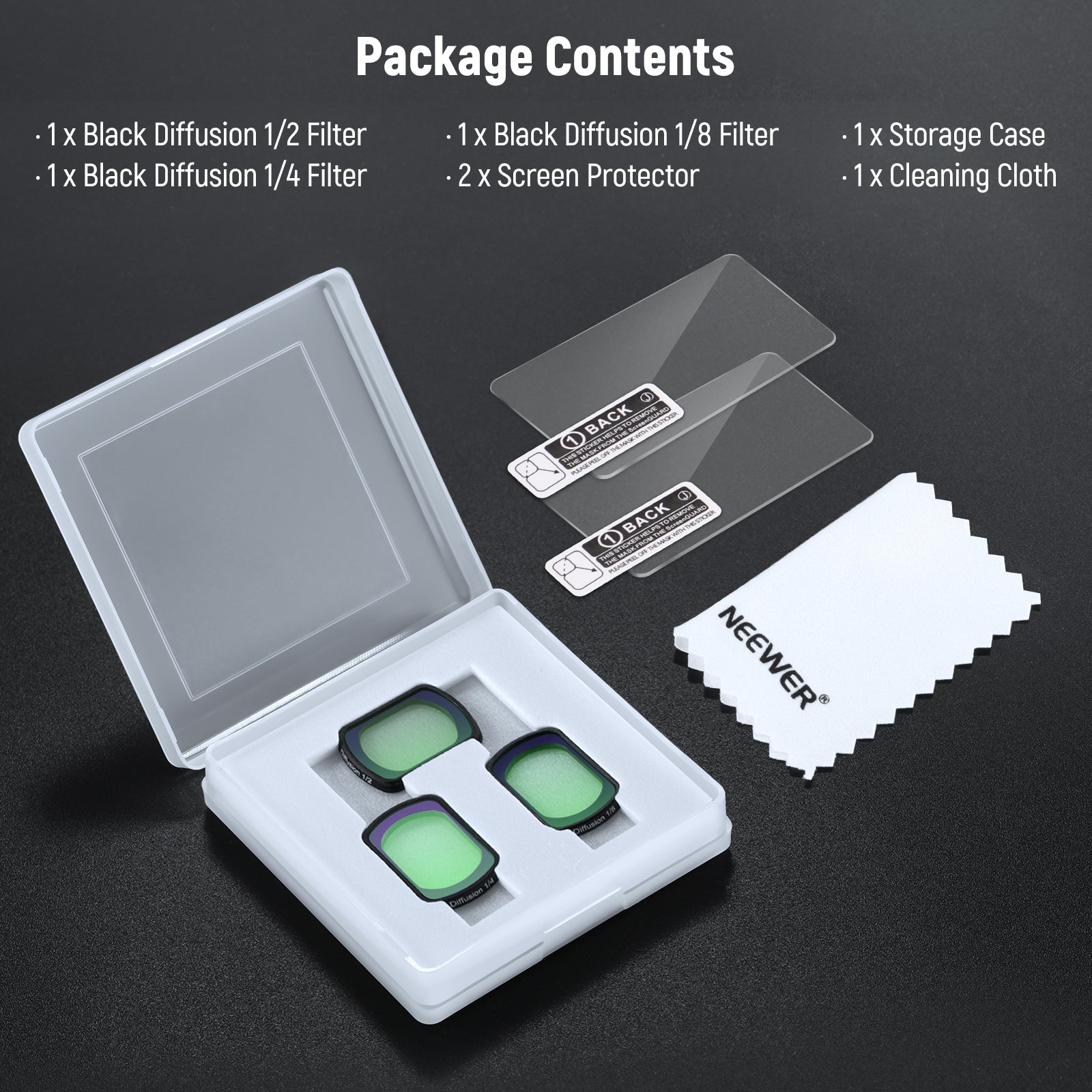 NEEWER FL-B12 Magnetic Black Diffusion Filter for Pocket 3 / Pocket 4 & Xtra Muse