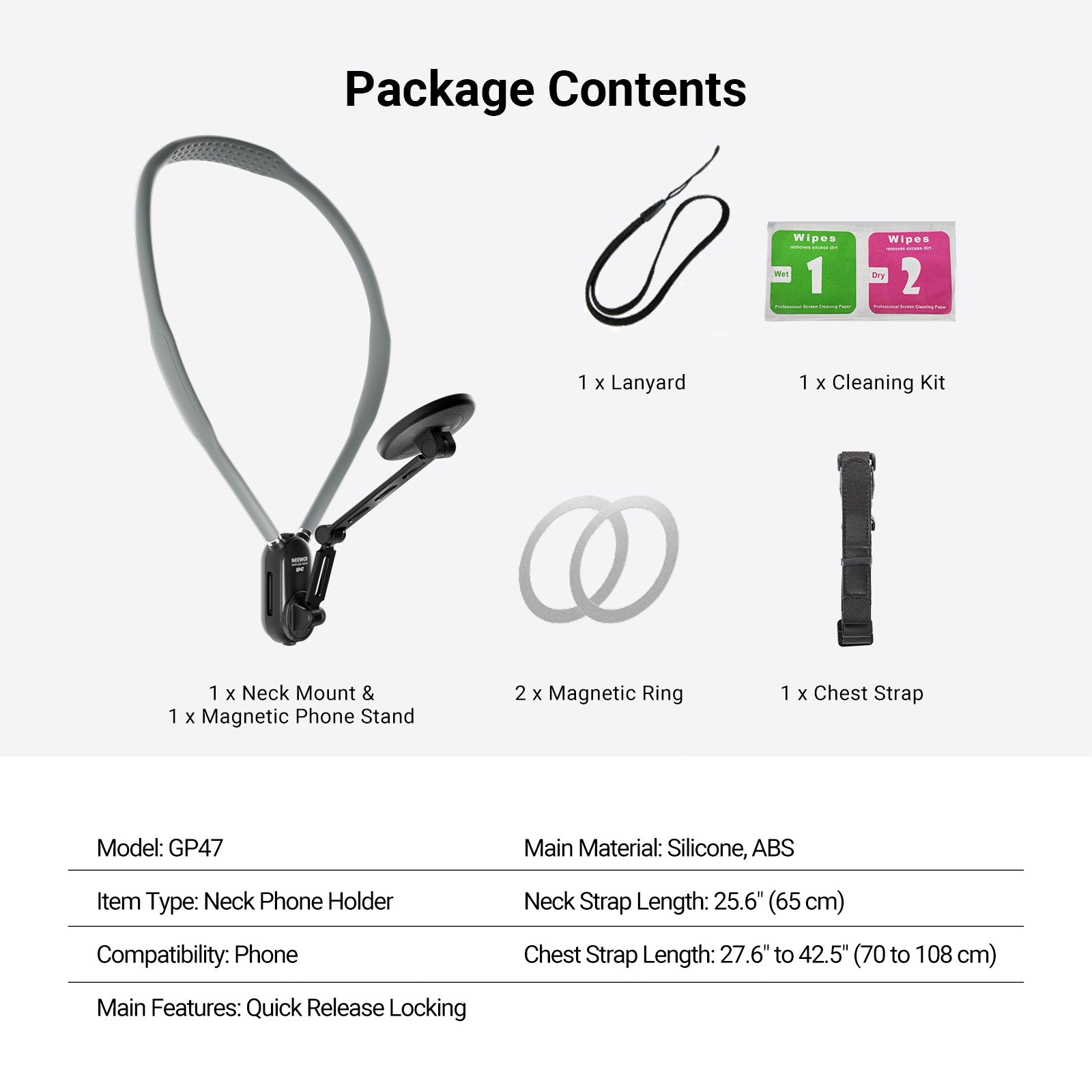 NEEWER GP47 Magnetic Neck Phone Holder