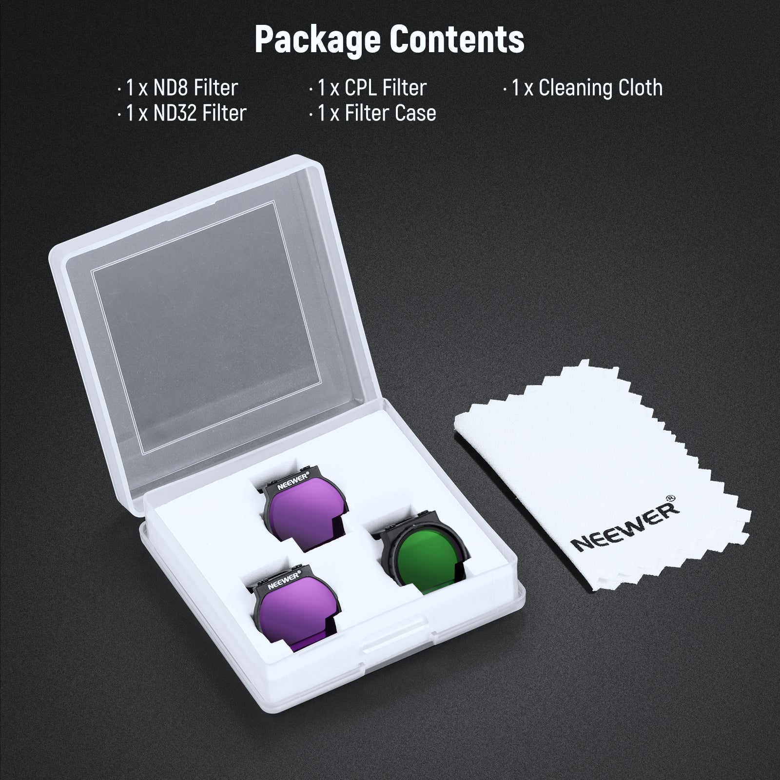 NEEWER FL-N27 3-Pack CPL/ND8/ND32 Filter Set for DJI NEO