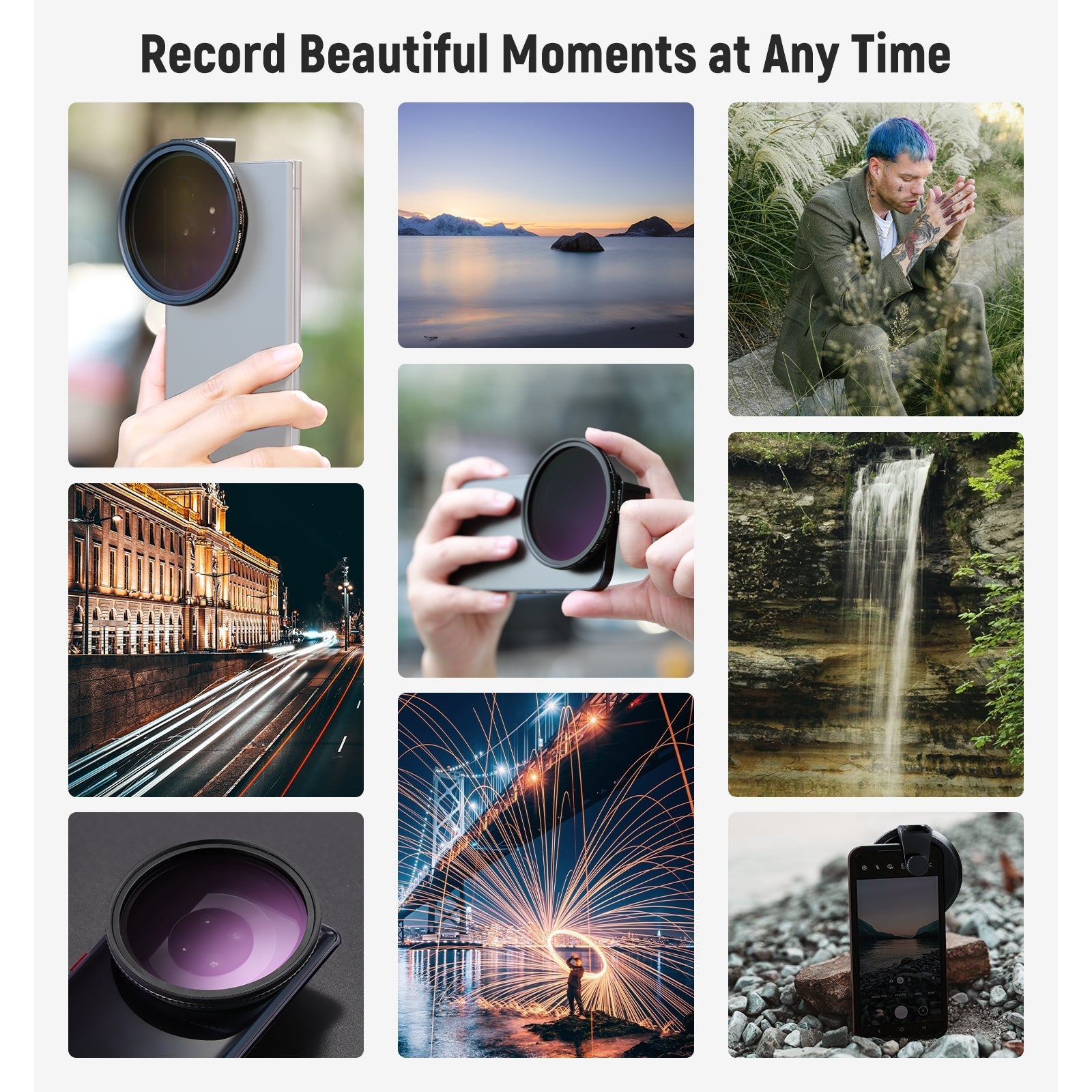 NEEWER Clip On 67mm ND2-ND32 HD Variable Phone Lens Filter Kit