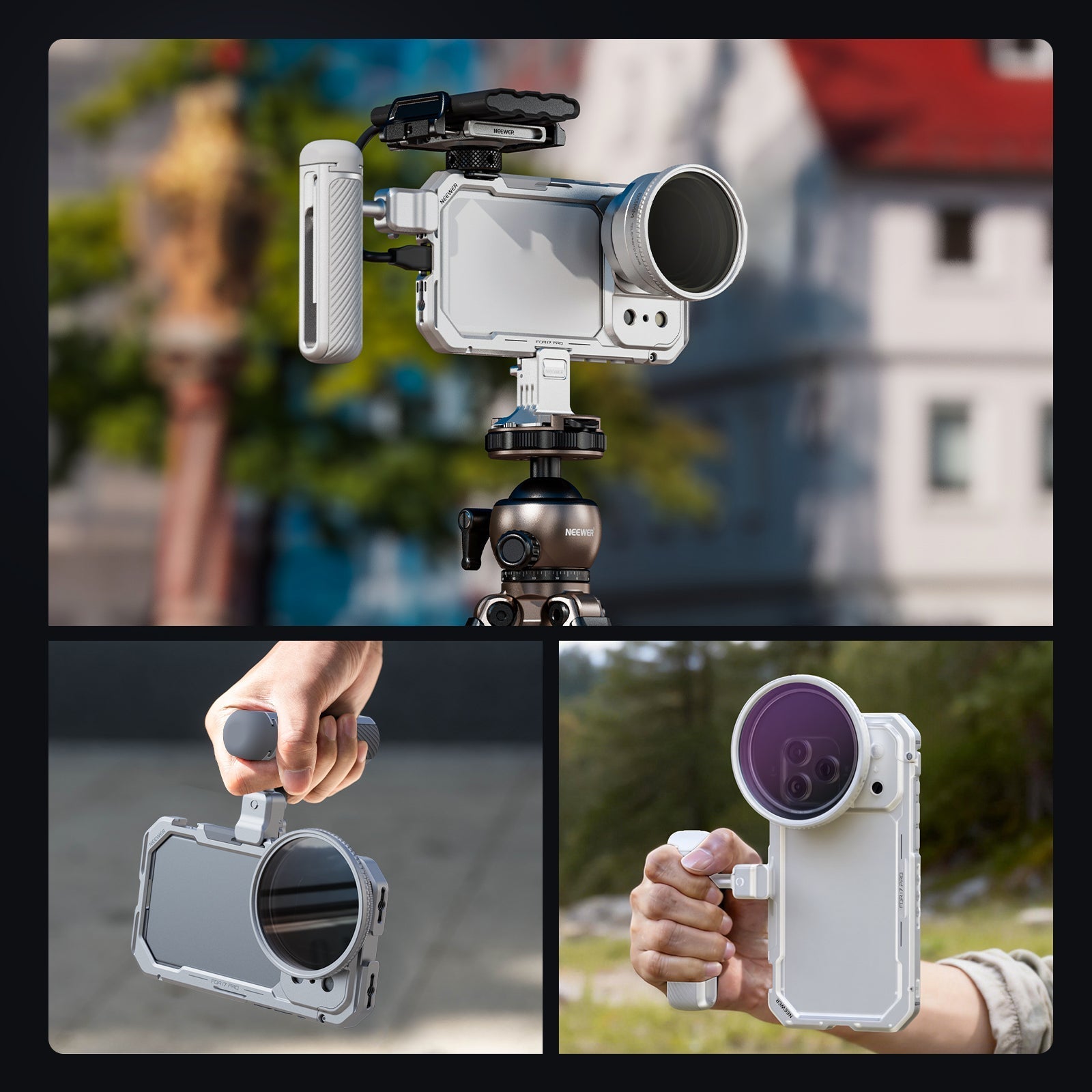 NEEWER PA143/PA144 Phone Cage Handle Kit Compatible with iPhone 17 Pro/Pro Max