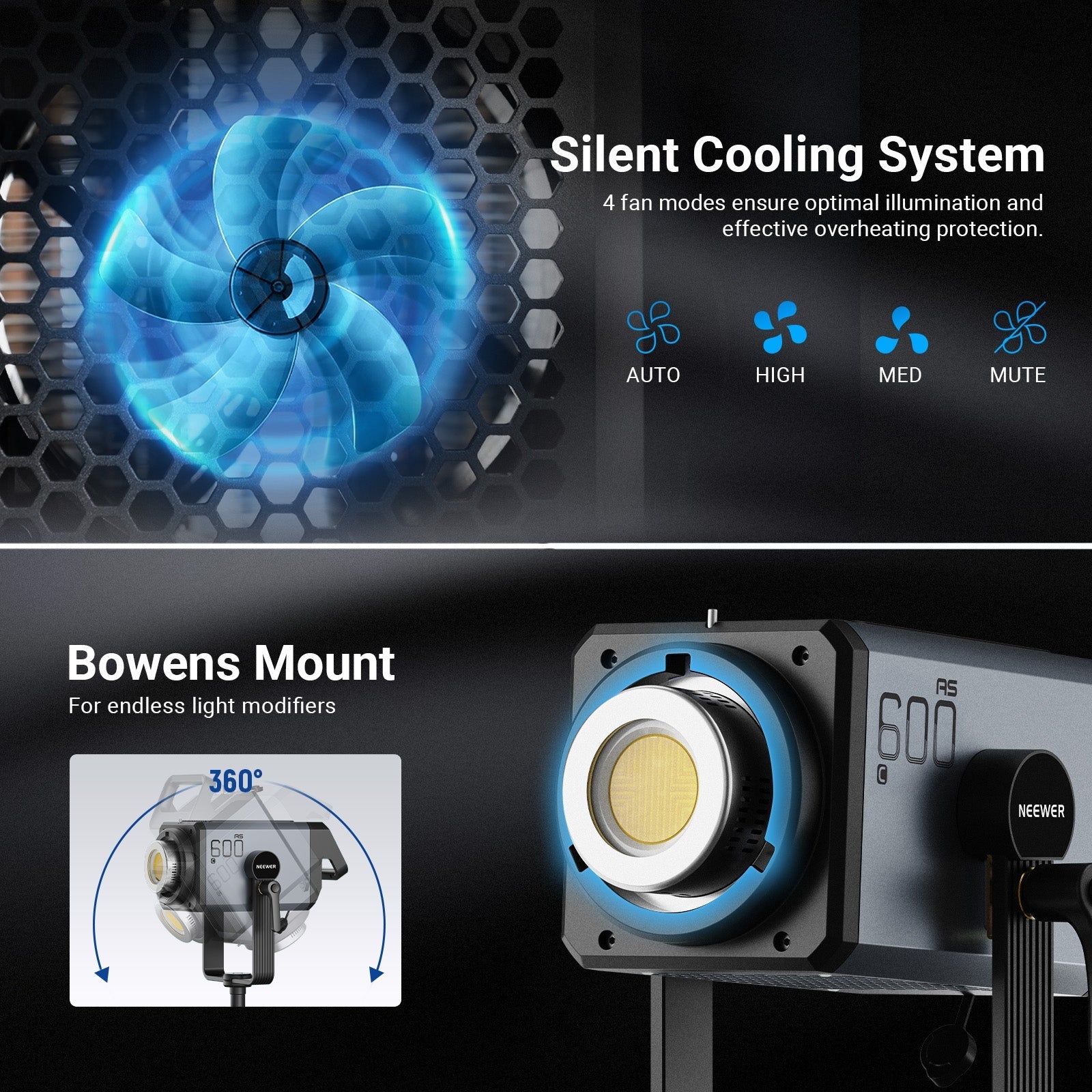 NEEWER AS600C 600W Output RGB COB Studio Video Light