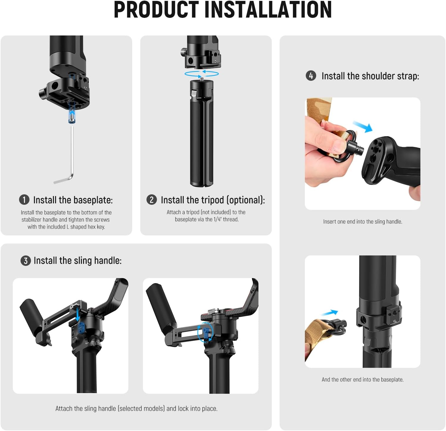 NEEWER GA016 Gimbal Shoulder Strap for DJI Sling Handle RS5 RS4 RS4 Pro RS3 RS3 Pro