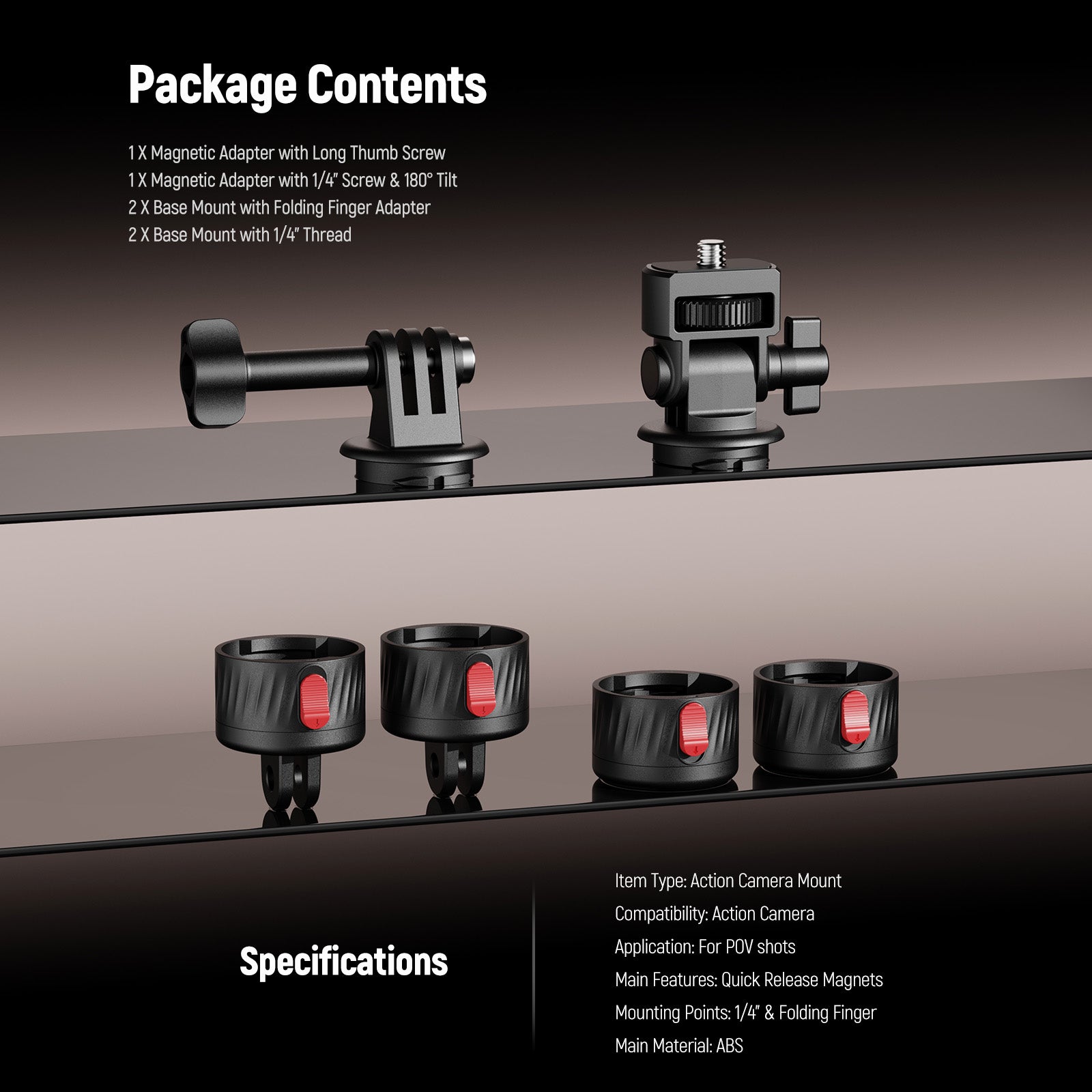 NEEWER GP-24 4 In 1 Action Camera Mount Kit