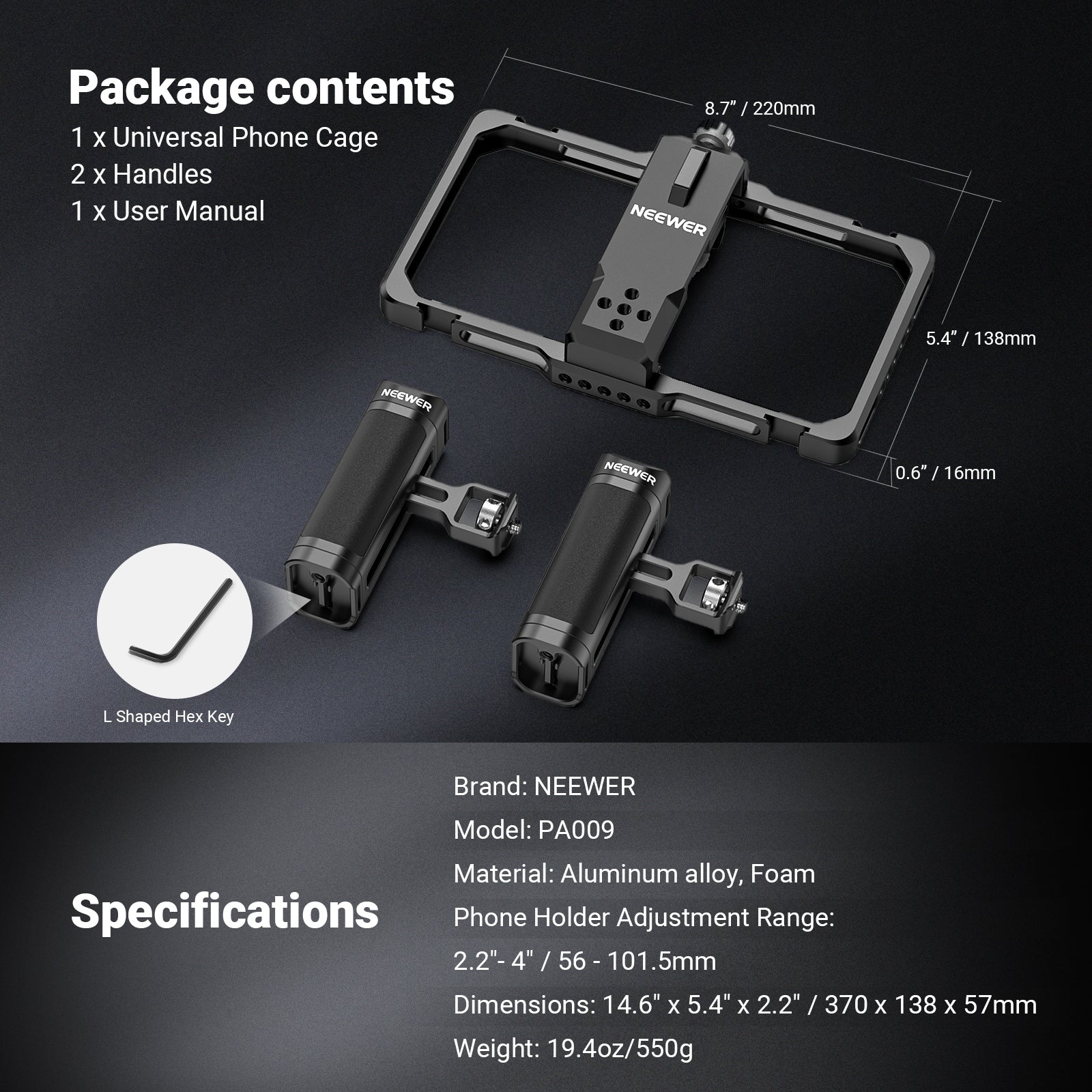 NEEWER PA009 Upgraded Phone Cage