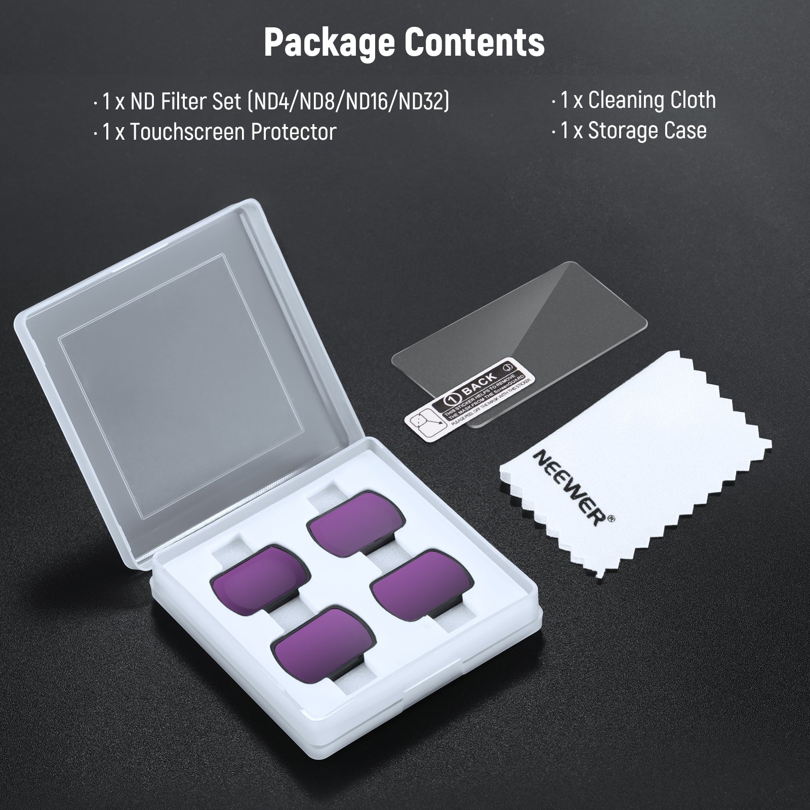 NEEWER FL-B02 4-Pack ND Filter Kit for DJI Osmo Pocket 3 / Pocket 4 & Xtra Muse