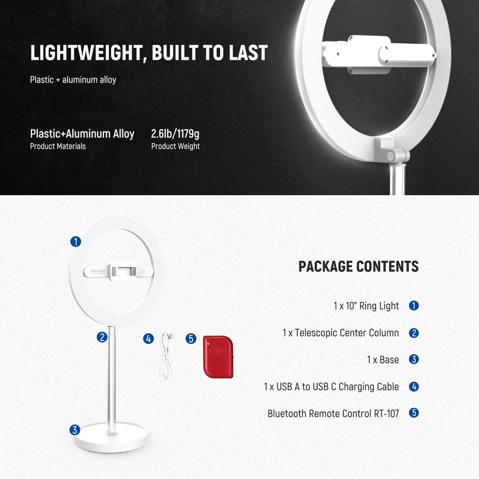NEEWER ENTRY LEVEL VERSION 10" LED Ring Light Kit