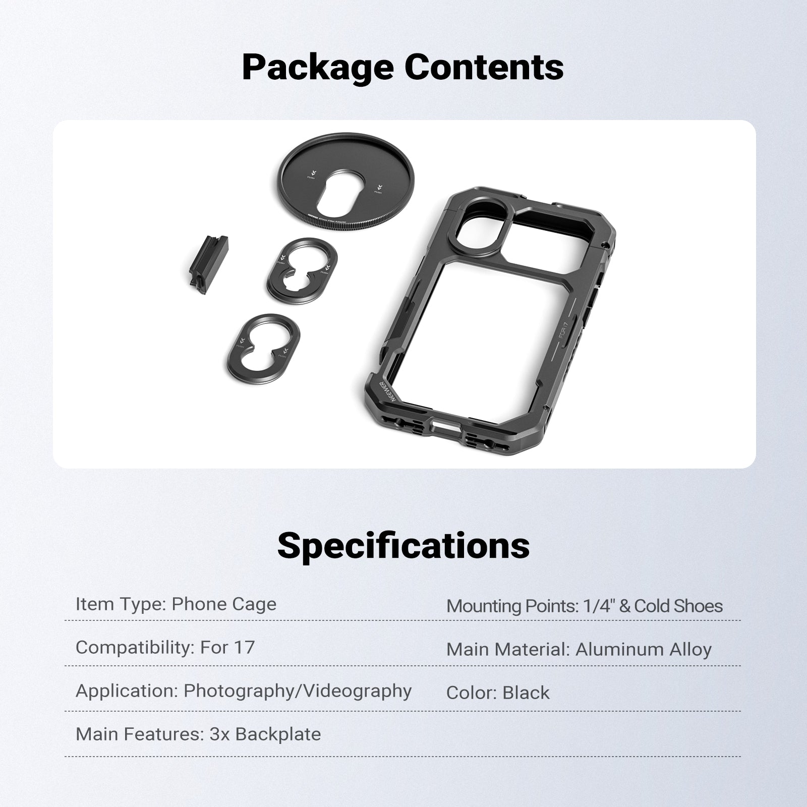NEEWER PA158 Phone Cage Compatible with iPhone 17 Only