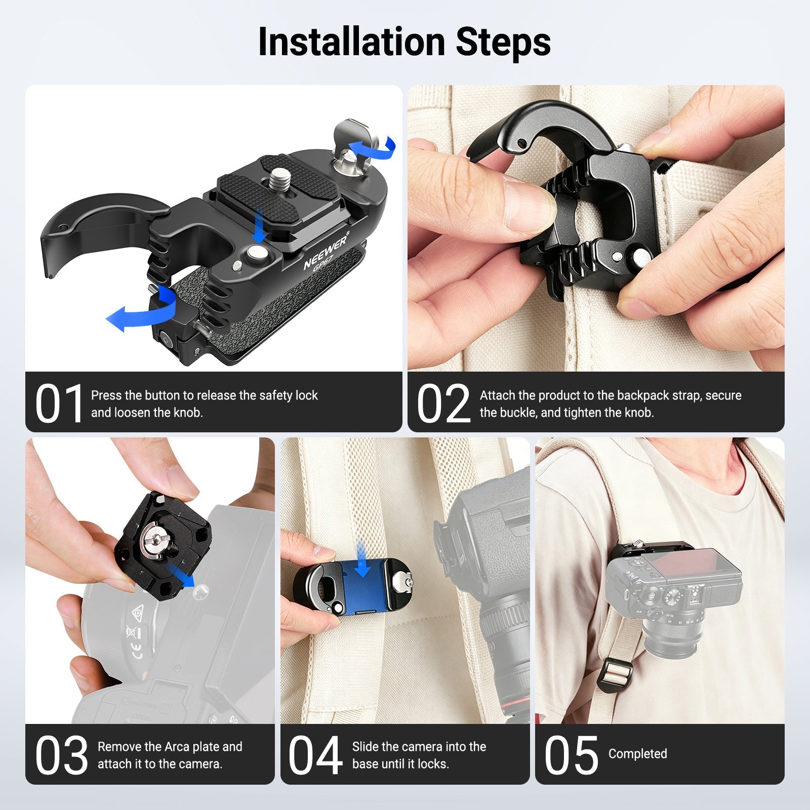 NEEWER GP67 Backpack Camera Clip Mount