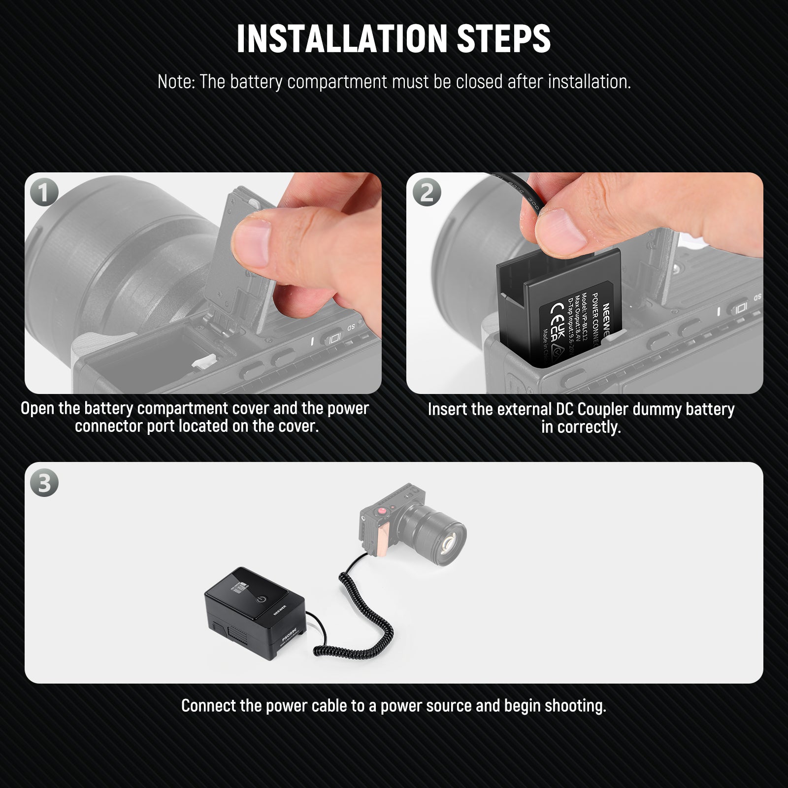 NEEWER VP-BLC12 D Tap to DMW-BLC12 Dummy Battery for V Mount Battery