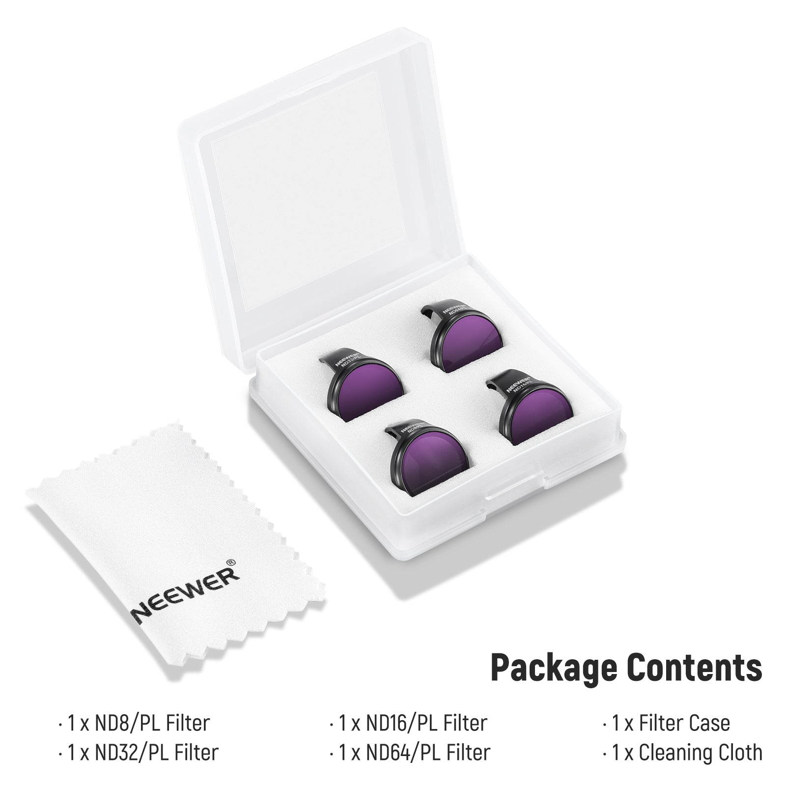 NEEWER FL-N23 4-Pack ND/PL Filter Set for DJI NEO