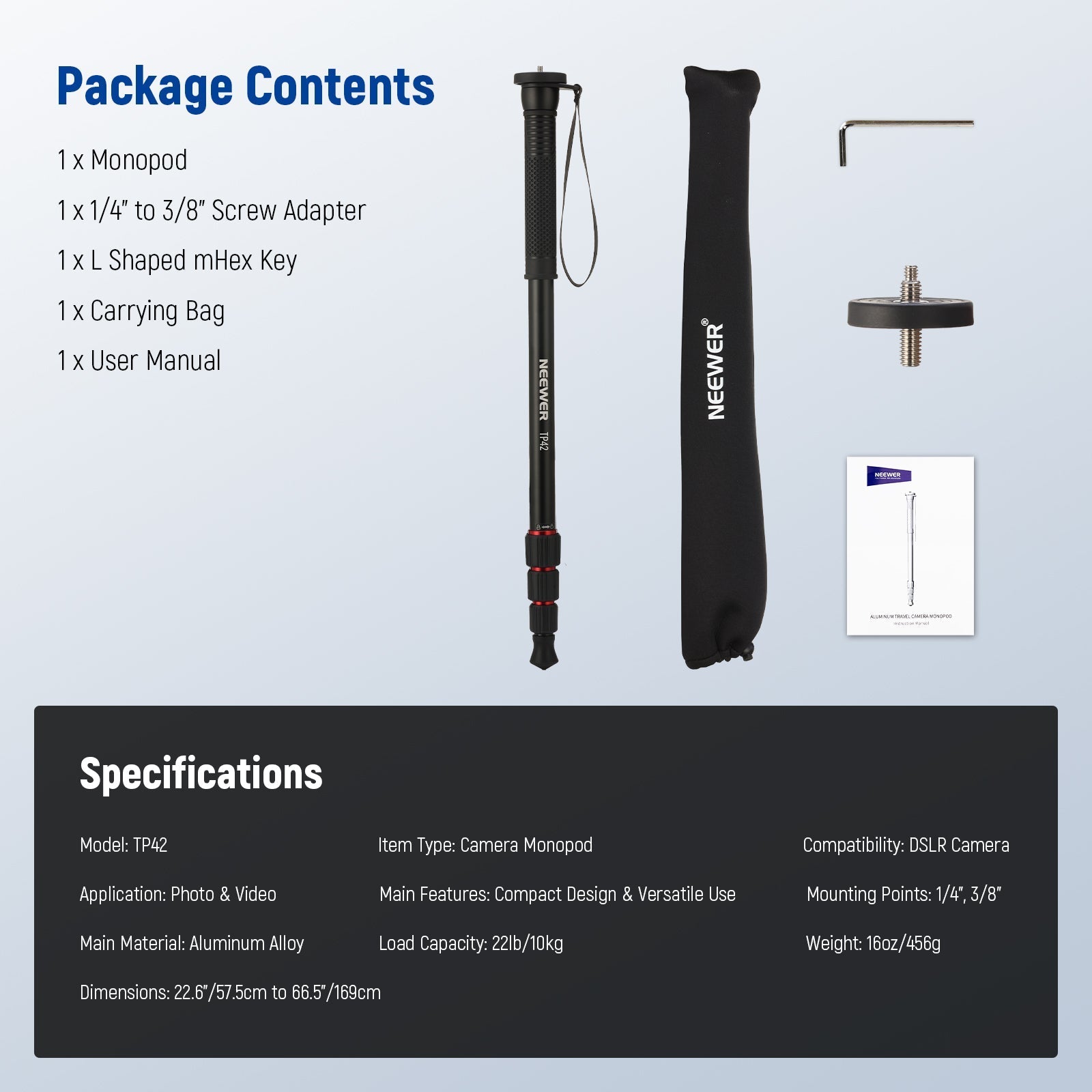NEEWER TP42 66.5" Camera Monopod Stand