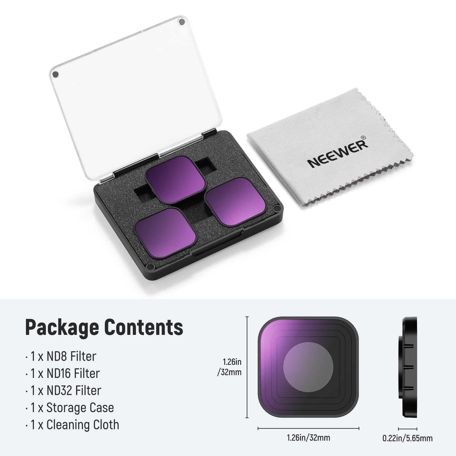 NEEWER FL-GP9 ND Filter Set For GoPro Hero 13 12 11 10 9 Black