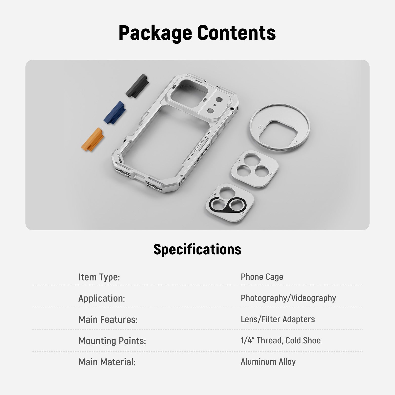 NEEWER PA143/PA144 Phone Cage Compatible with iPhone 17 Pro/Pro Max