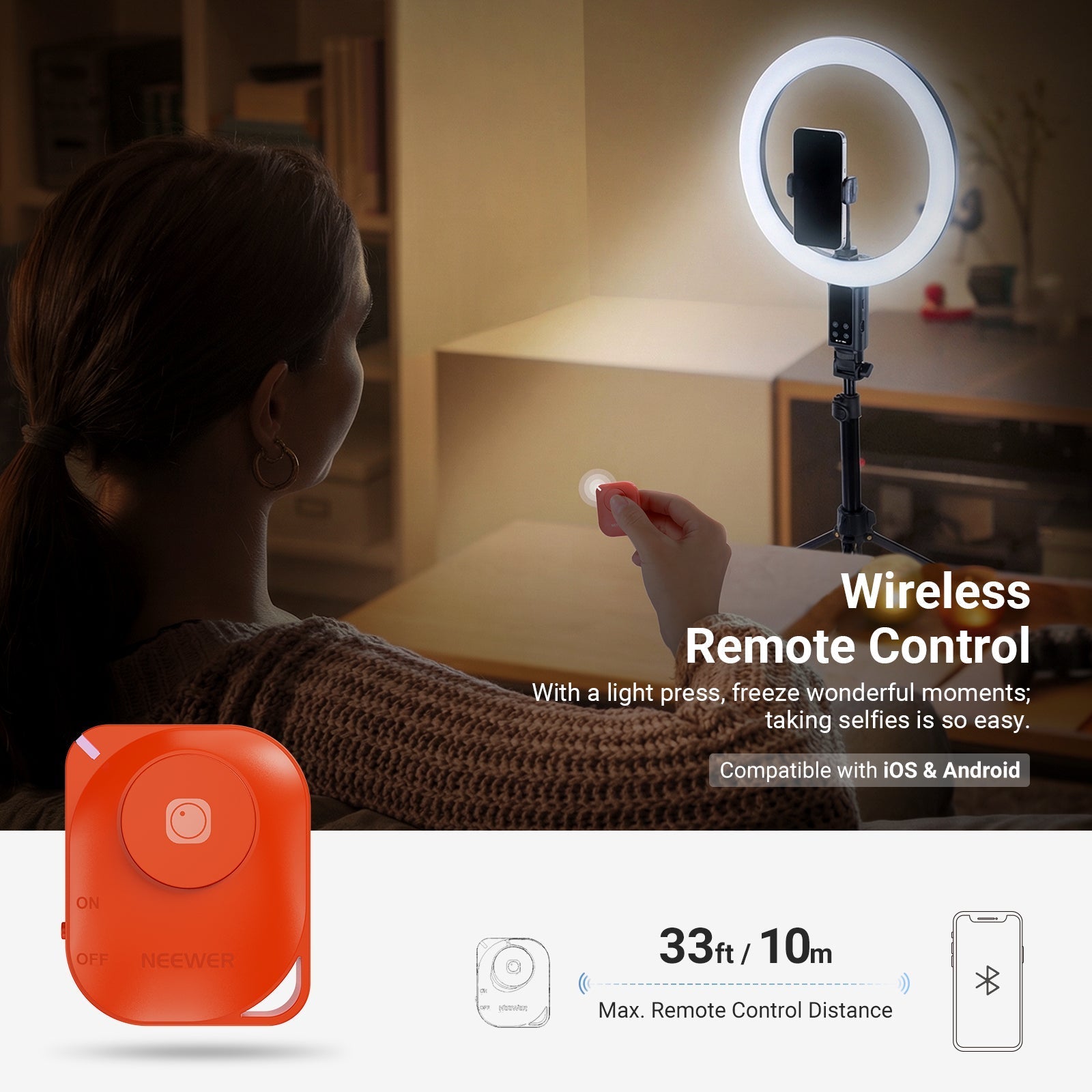 NEEWER RB12B 12" Cordless Bi-Color Ring Light