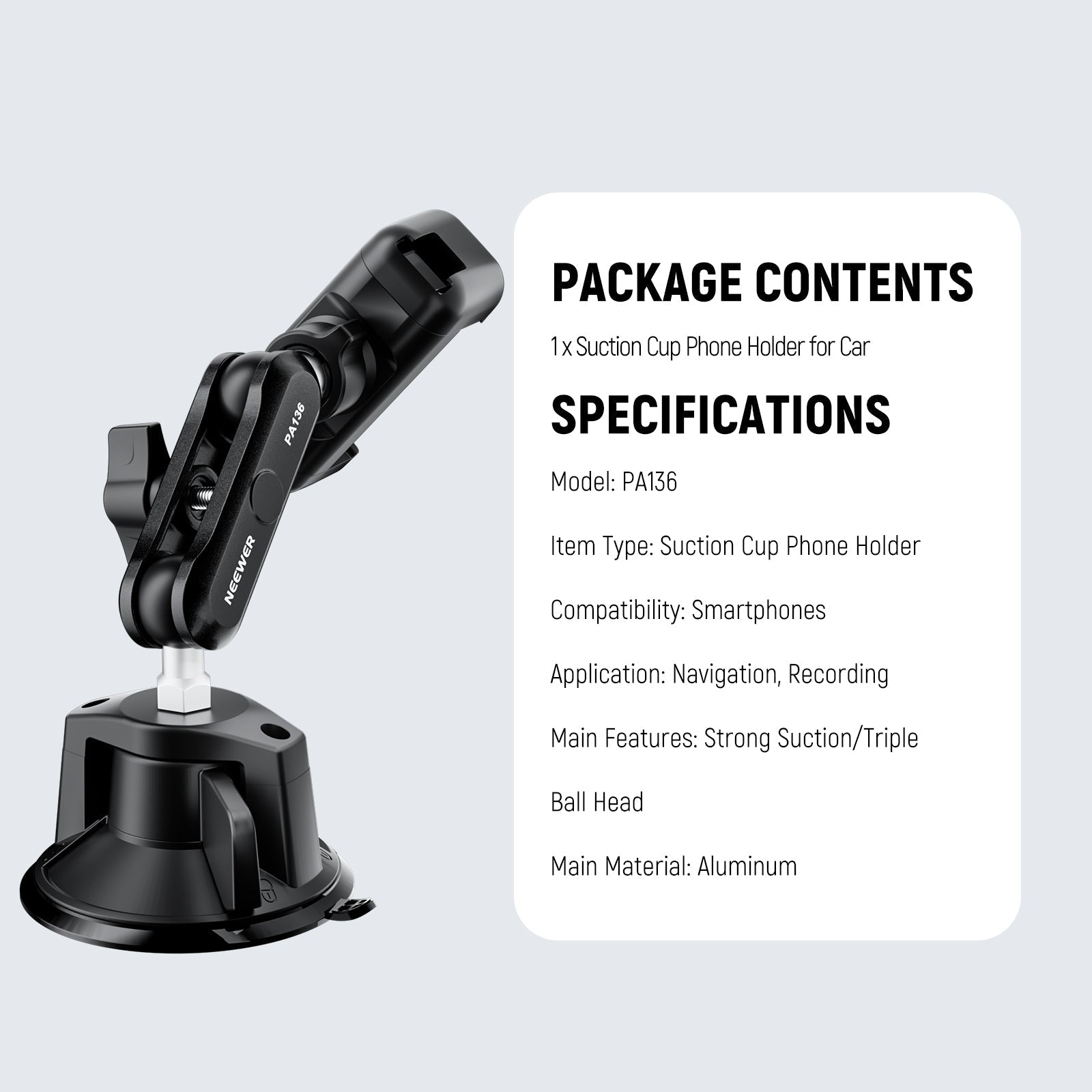 NEEWER PA136/PA137 Suction Cup Car Phone Holder