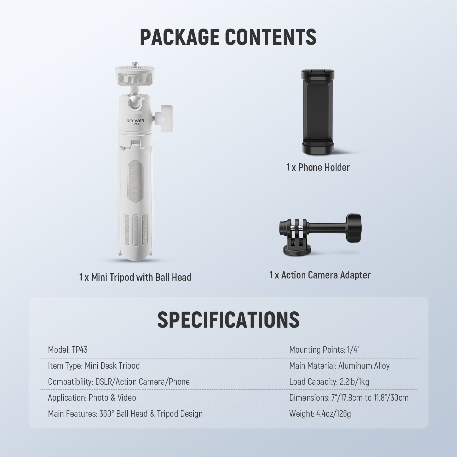 NEEWER BASICS TP43 Mini Desktop Selfie Stick Tripod