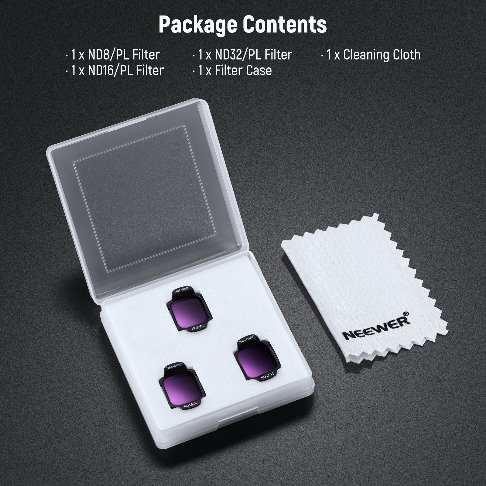 NEEWER FL-N37 3-Pack ND/PL Filter Accessories Set for DJI Flip / Lito X1 Drone