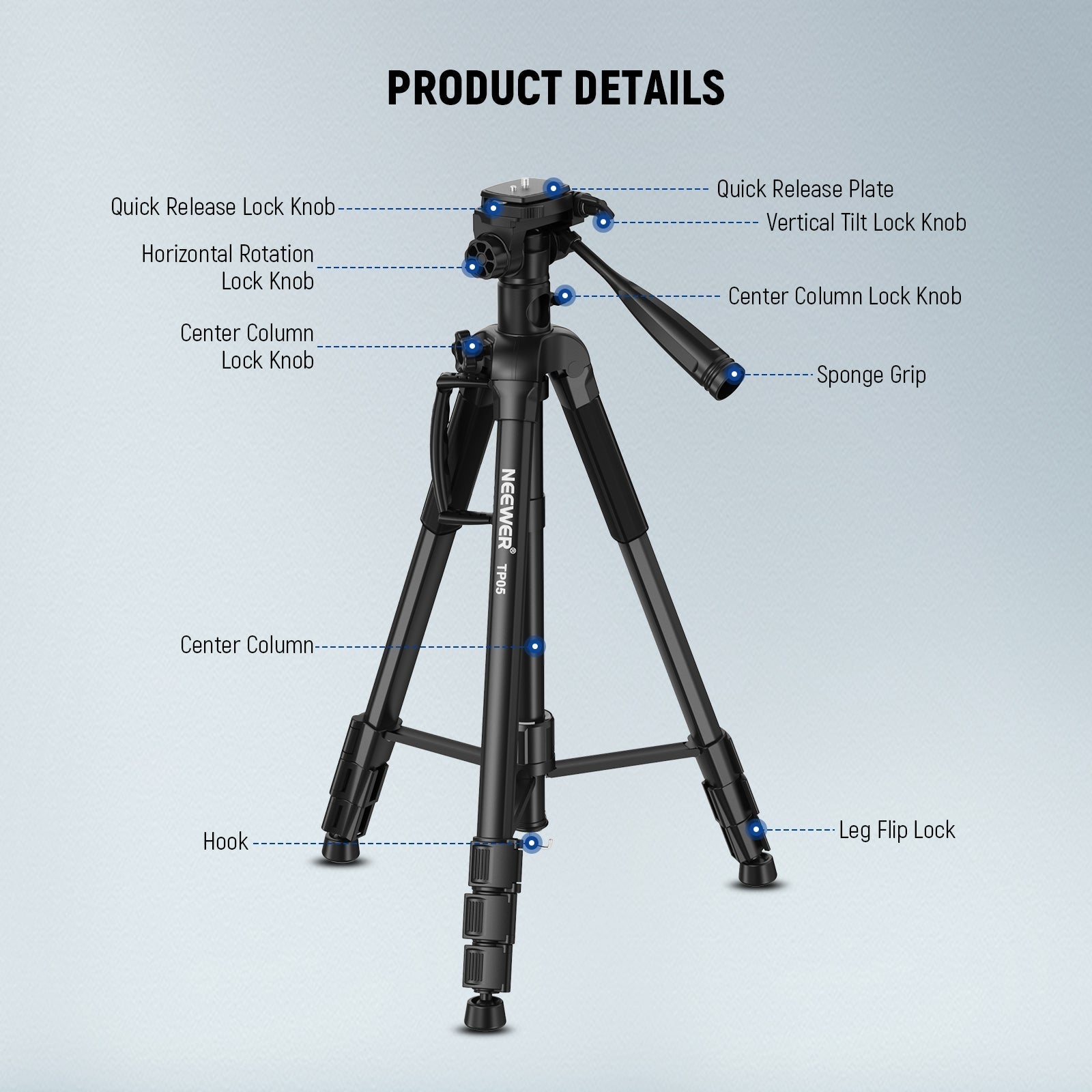NEEWER BASICS TP05 74.4" Aluminum Alloy Tripod Monopod